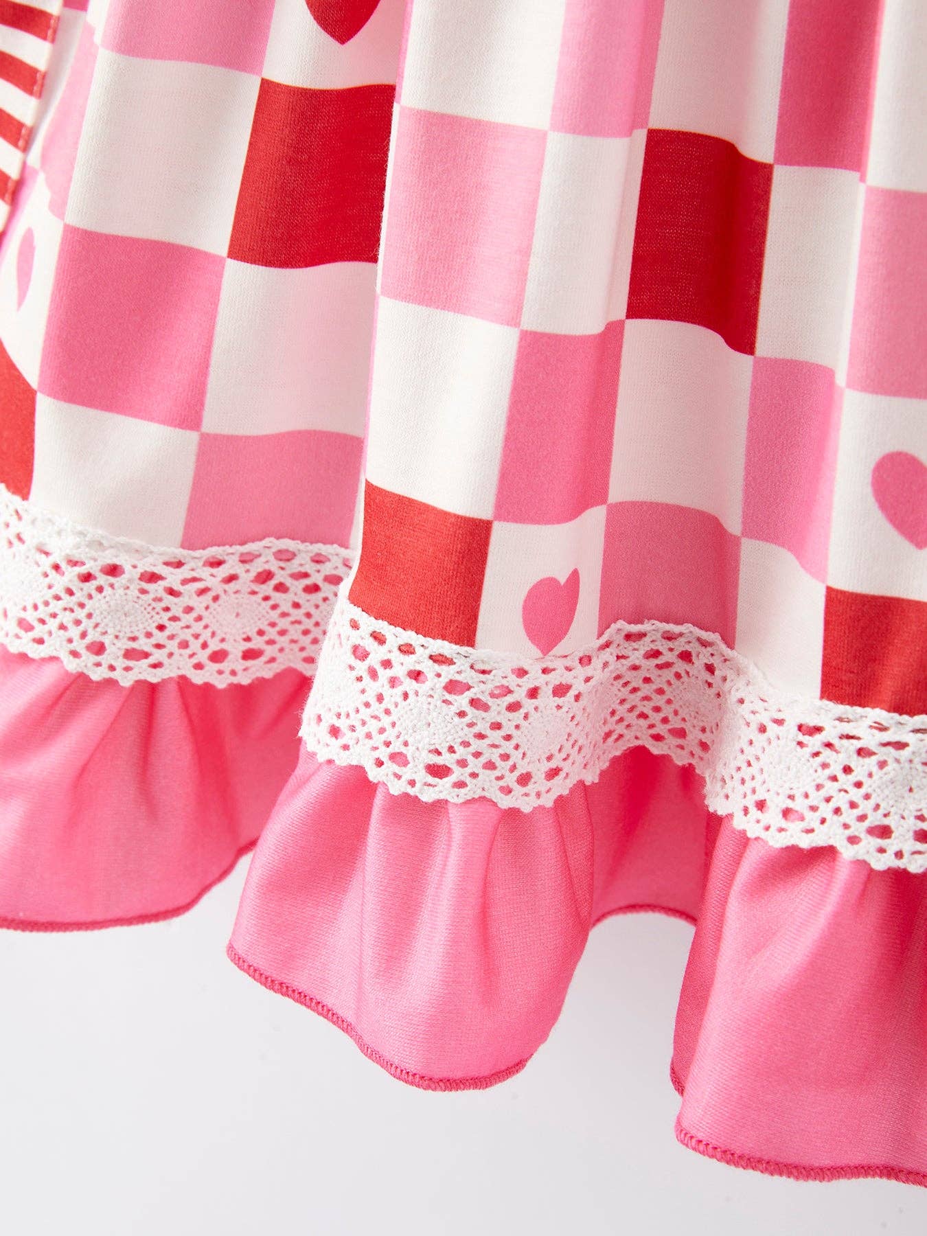 Valentine's Day Checkerboard Print Pink Pocket Dress: 2