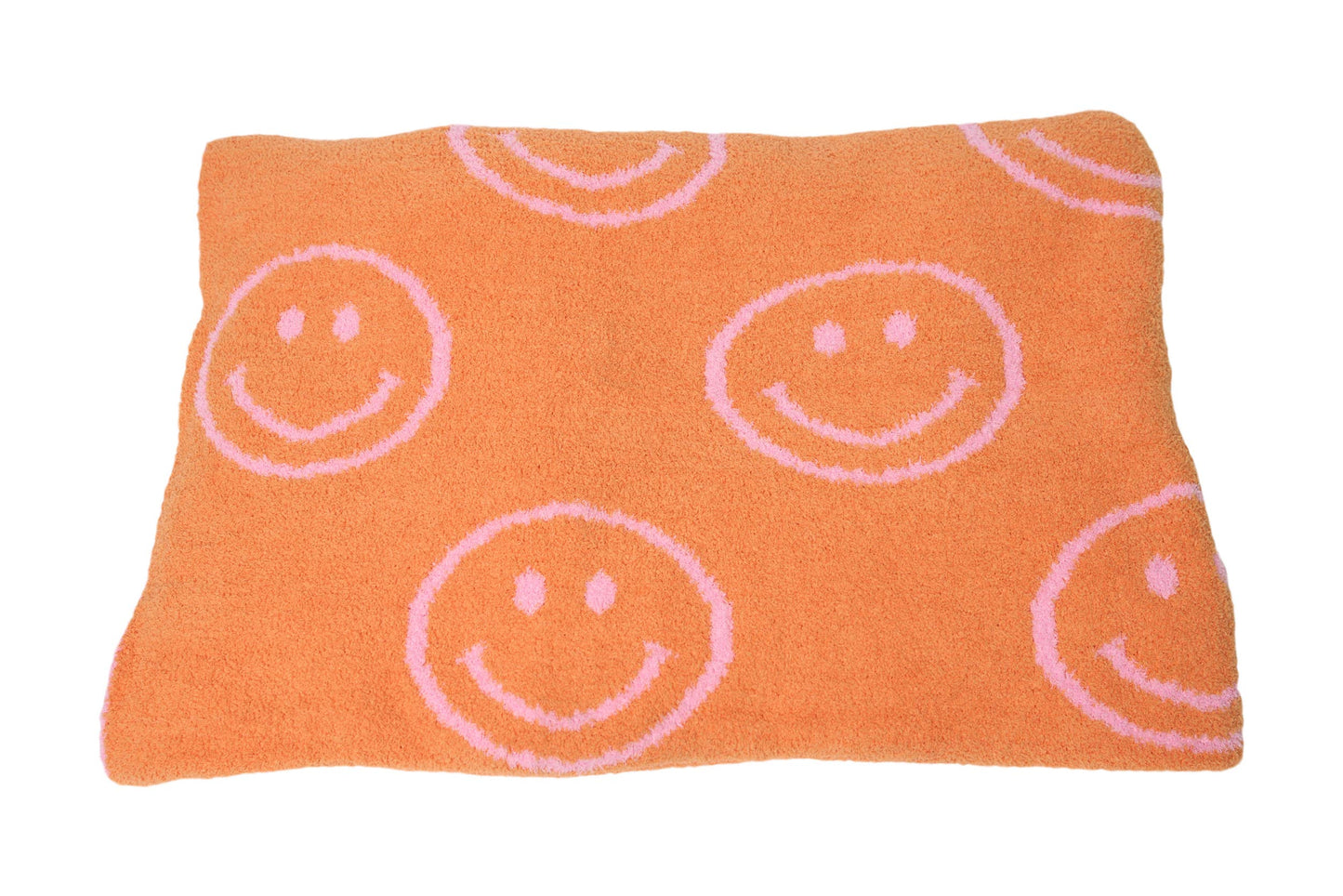 Smiley & Lightning Plush Throw Blankets - 5 styles!: Smiley Face Malibu Pink & Neon Orange