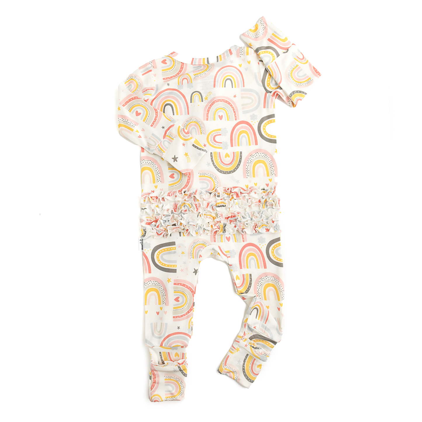 Millie Ruffle Zip Bamboo Rainbow Sleepies