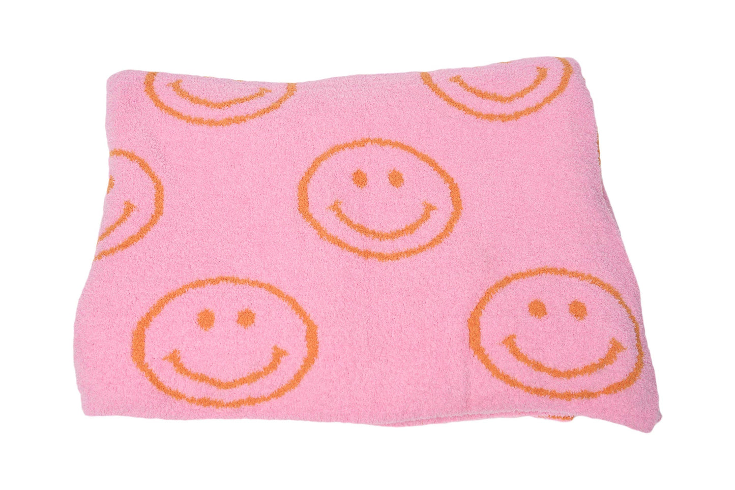 Smiley & Lightning Plush Throw Blankets - 5 styles!: Smiley Face Malibu Pink & Neon Orange