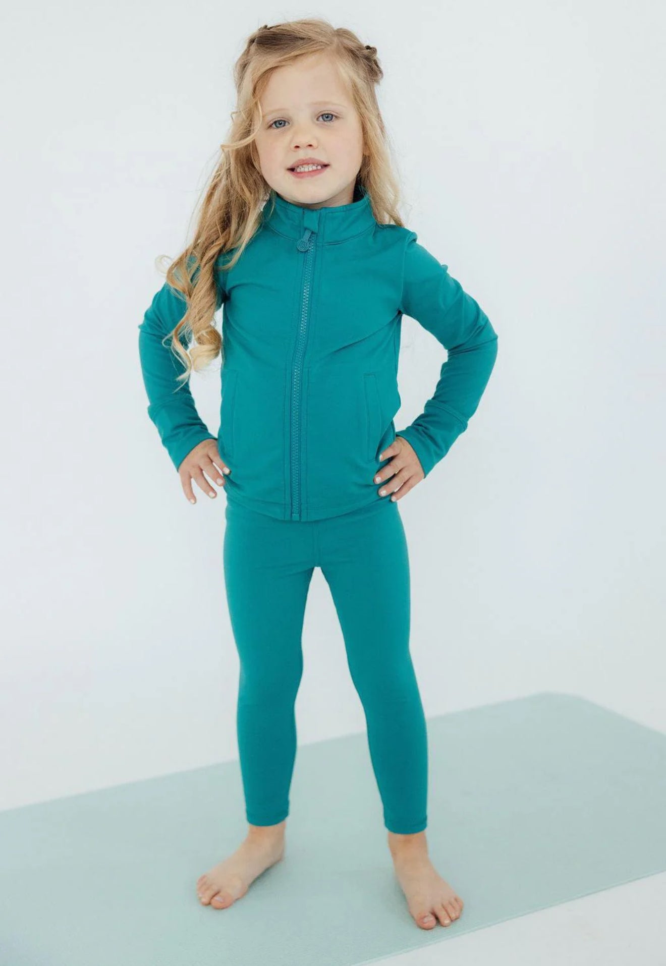 Turbo Teal Full Zip Ruffle Active Jacket