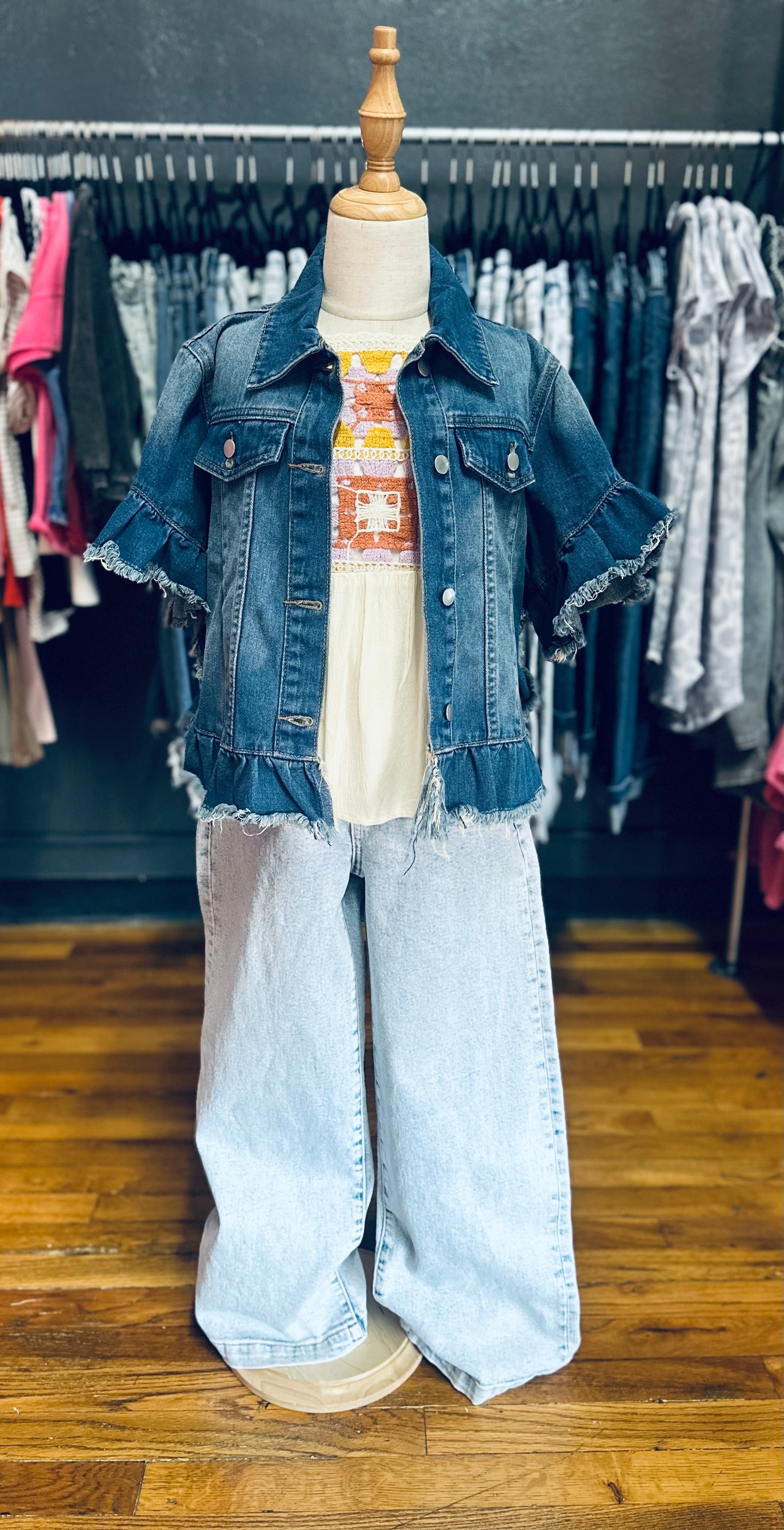 Ruffle Denim Jacket