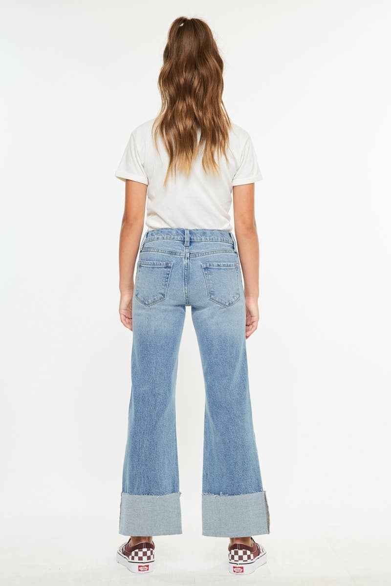 Mid Rise Wide Leg Cropped Flare Jeans