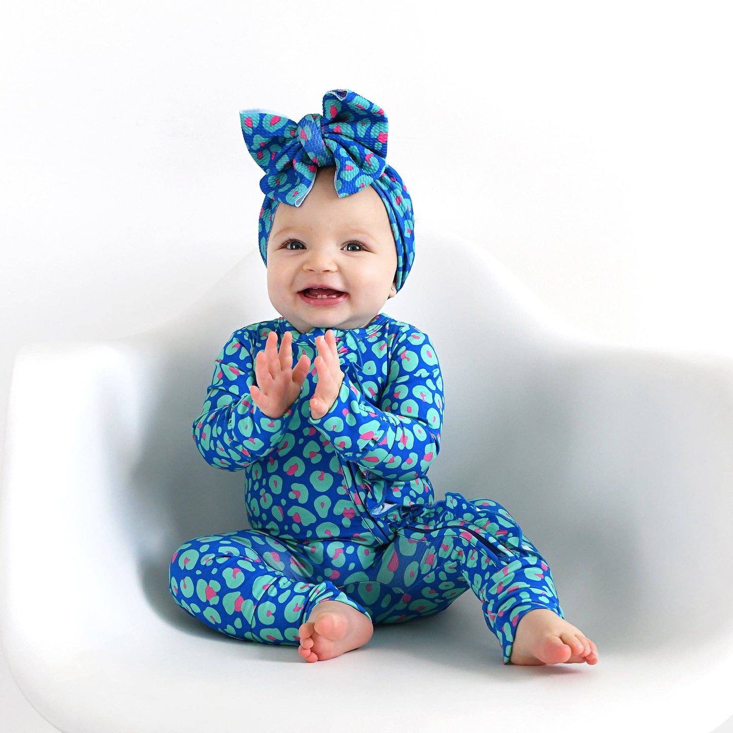 Miley Leopard Ruffle Zip Bamboo Baby Sleepies