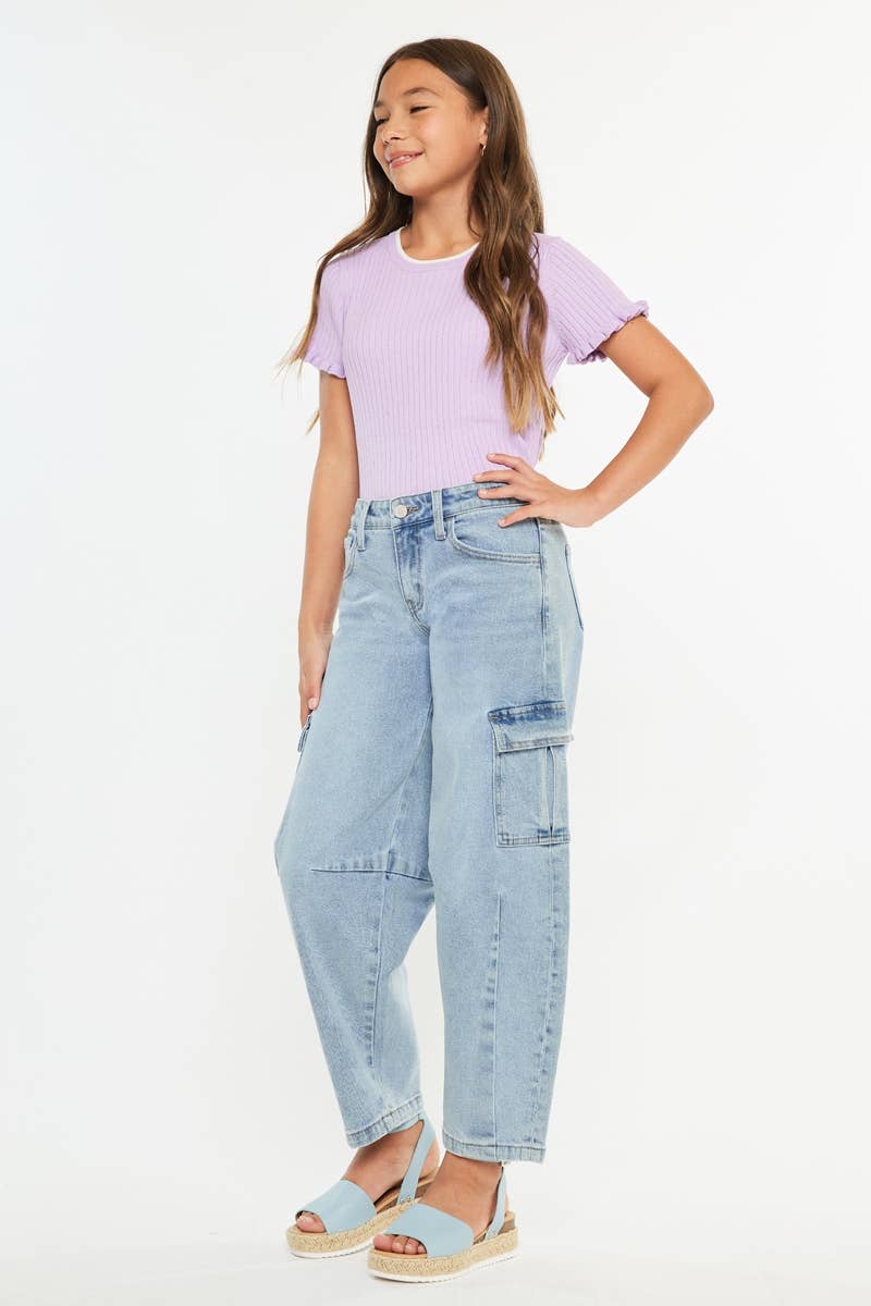 KanCan Barrel Cargo Jeans | Light Wash