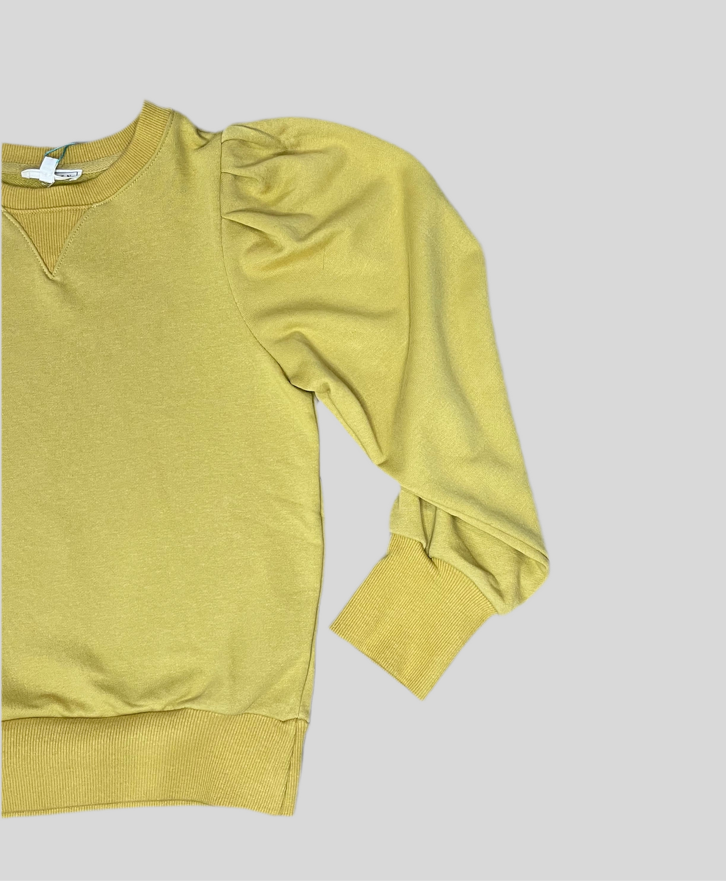 Pleat Puff Sleeve Sweatshirt | Mustard