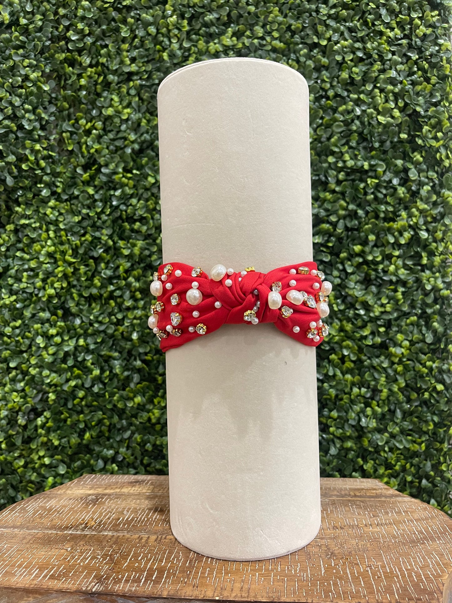 Red Embellished Pearl Headband