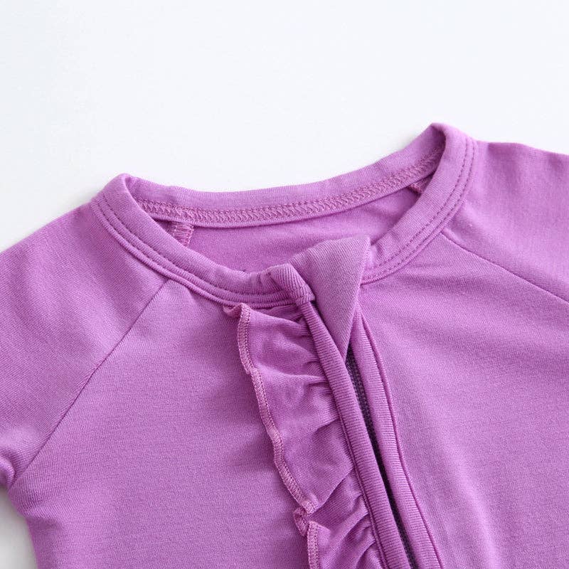 Luxie Lavender Ruffled Romper NICU Friendly