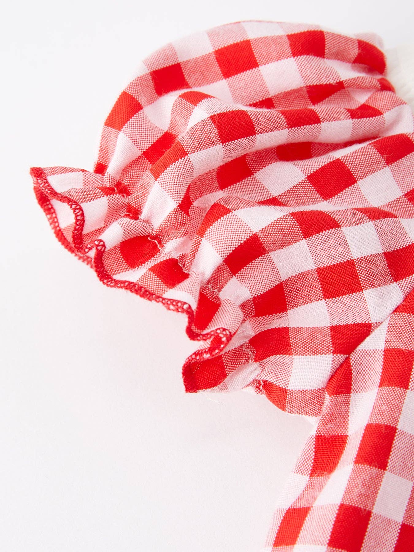 Heart & Bow Smocking Embroidered Plaid Romper