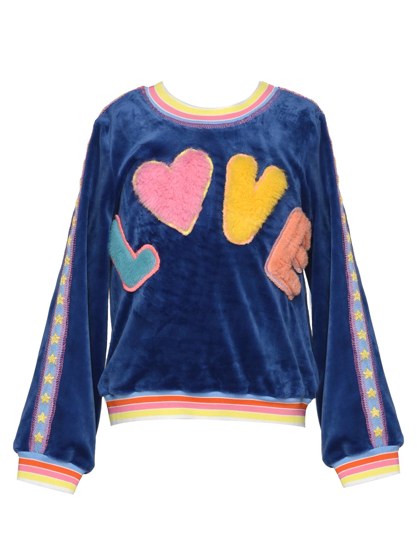 Velour Top With Faux Fur Love Detail