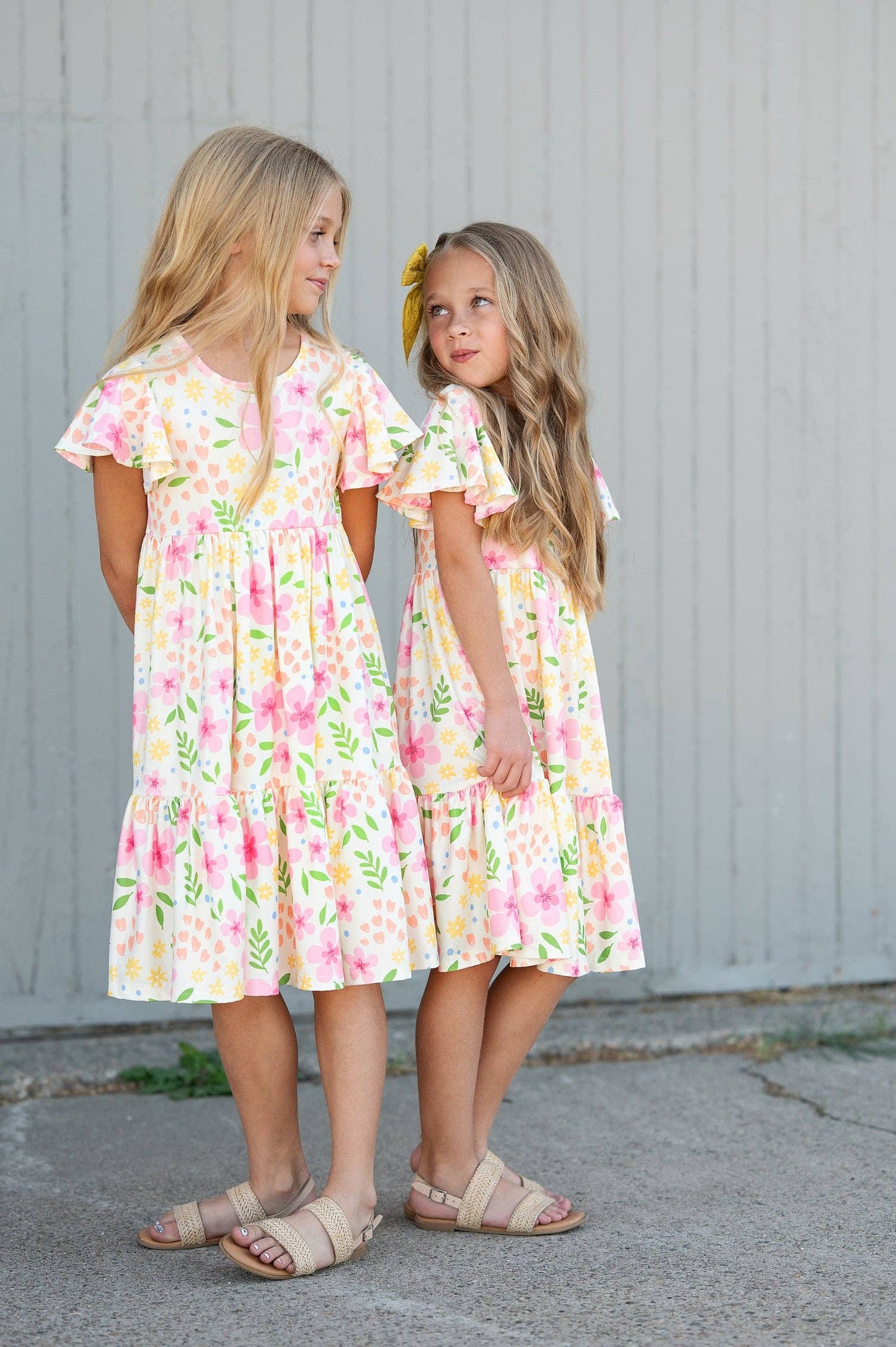 Emma Dainty Spring Floral Flutter Sleeve Twirl Dress
