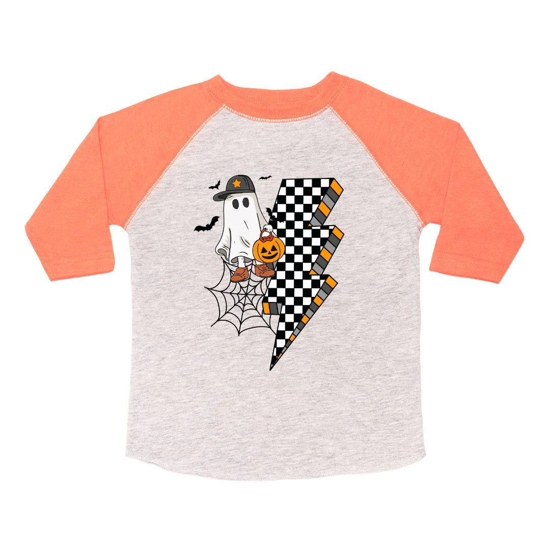 Checkered Ghost Halloween Raglan