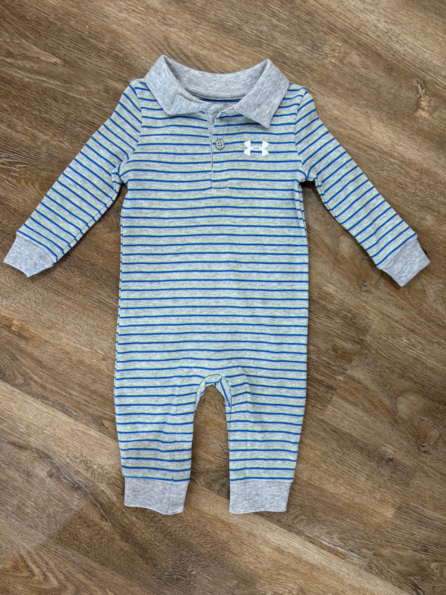 UA Stripe Polo Coverall| Mod Grey | 0-12m