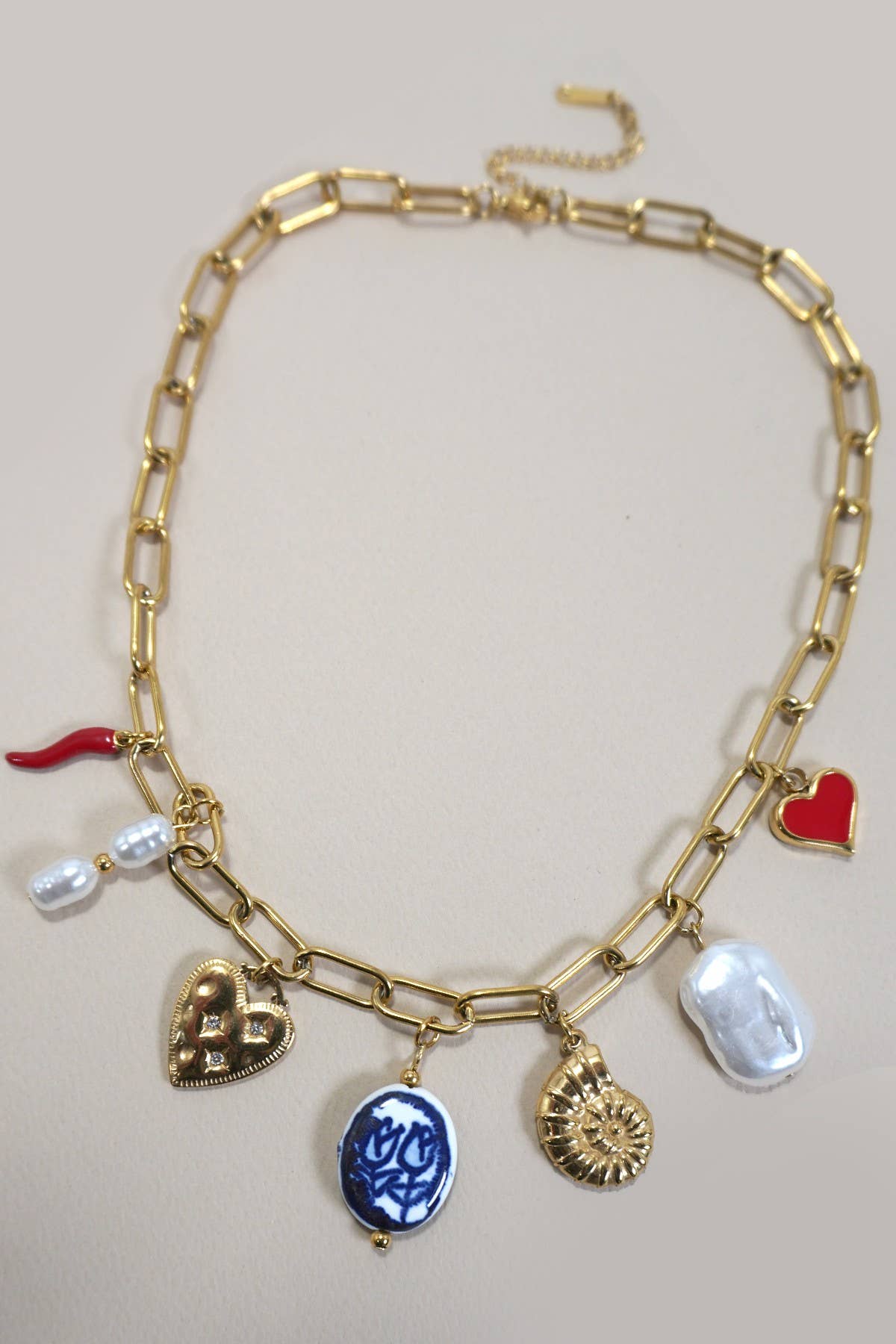 Chile Love | Stainless Steel Gold Charm Necklace