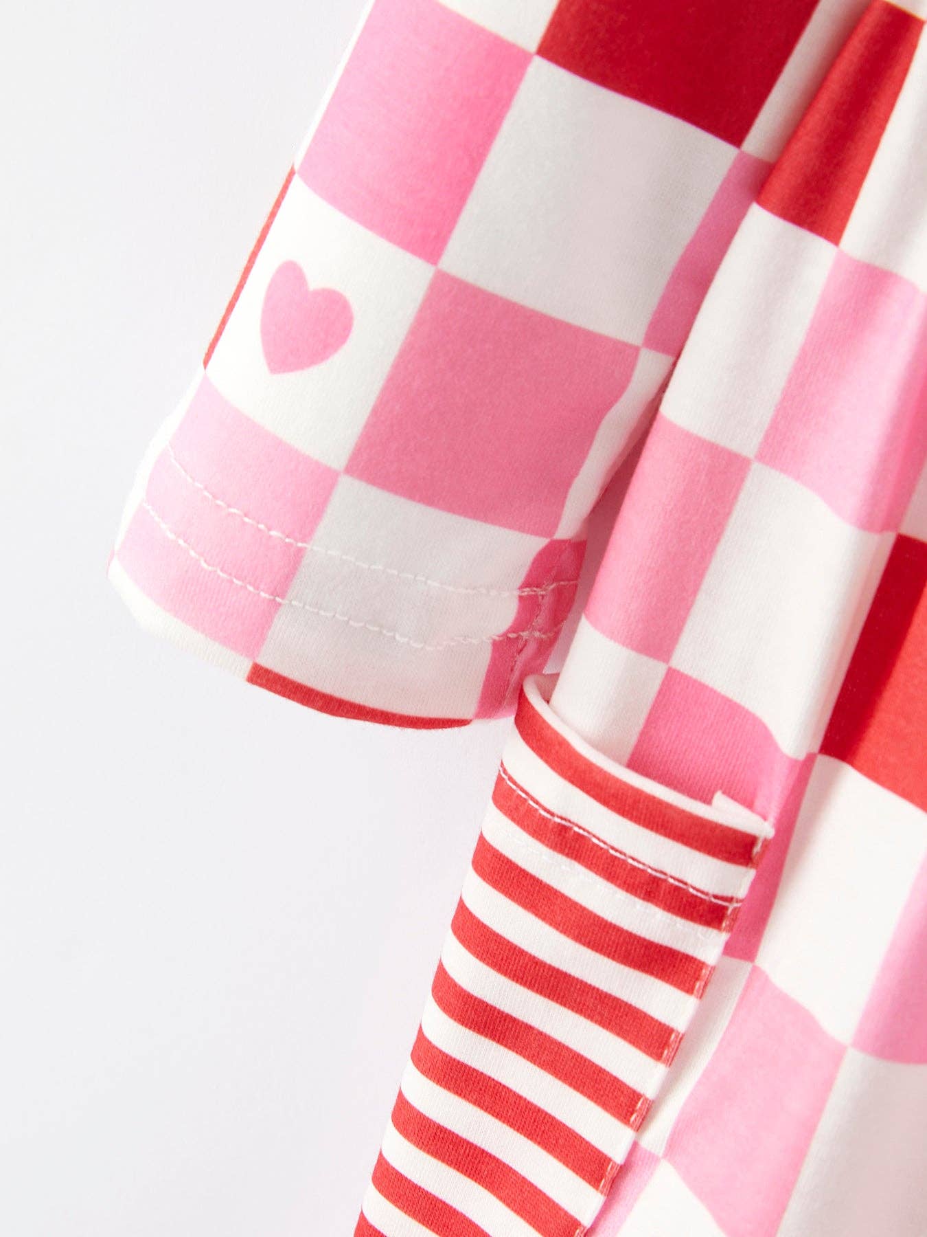 Valentine's Day Checkerboard Print Pink Pocket Dress: 2