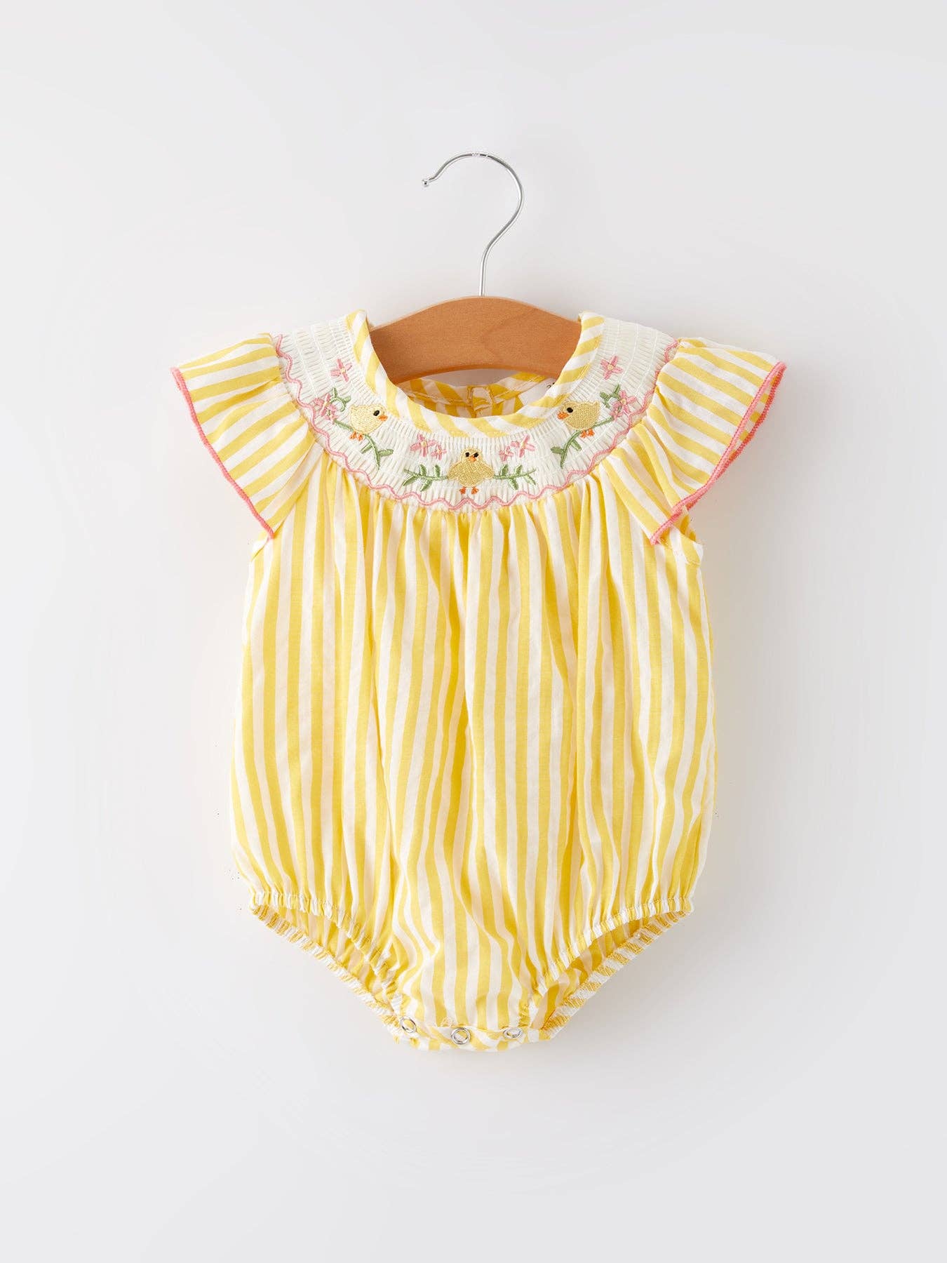 Spring Chick Floral Embroidered Smocking Romper