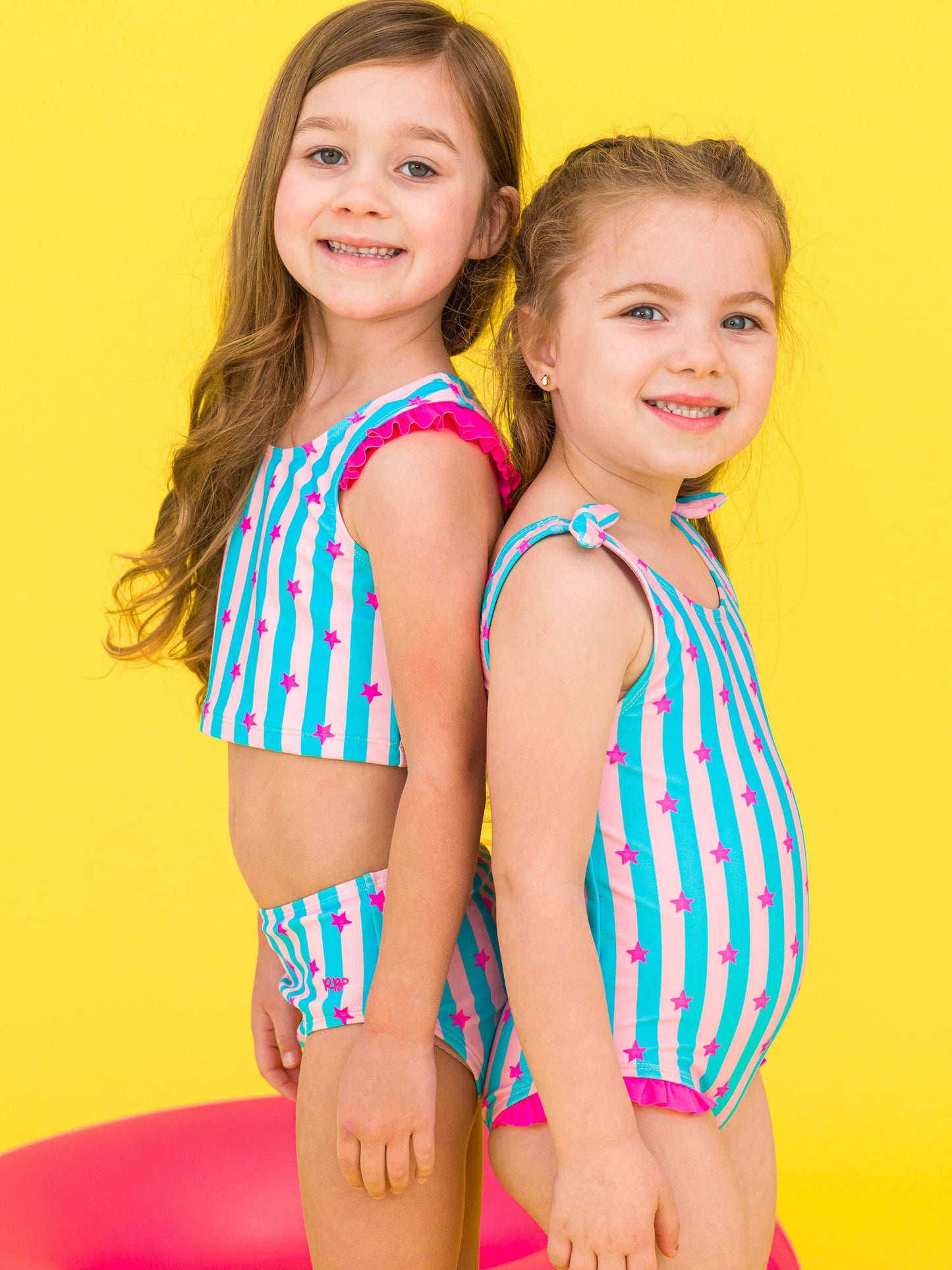 Neon Star Party Racerback Flutter Tankini