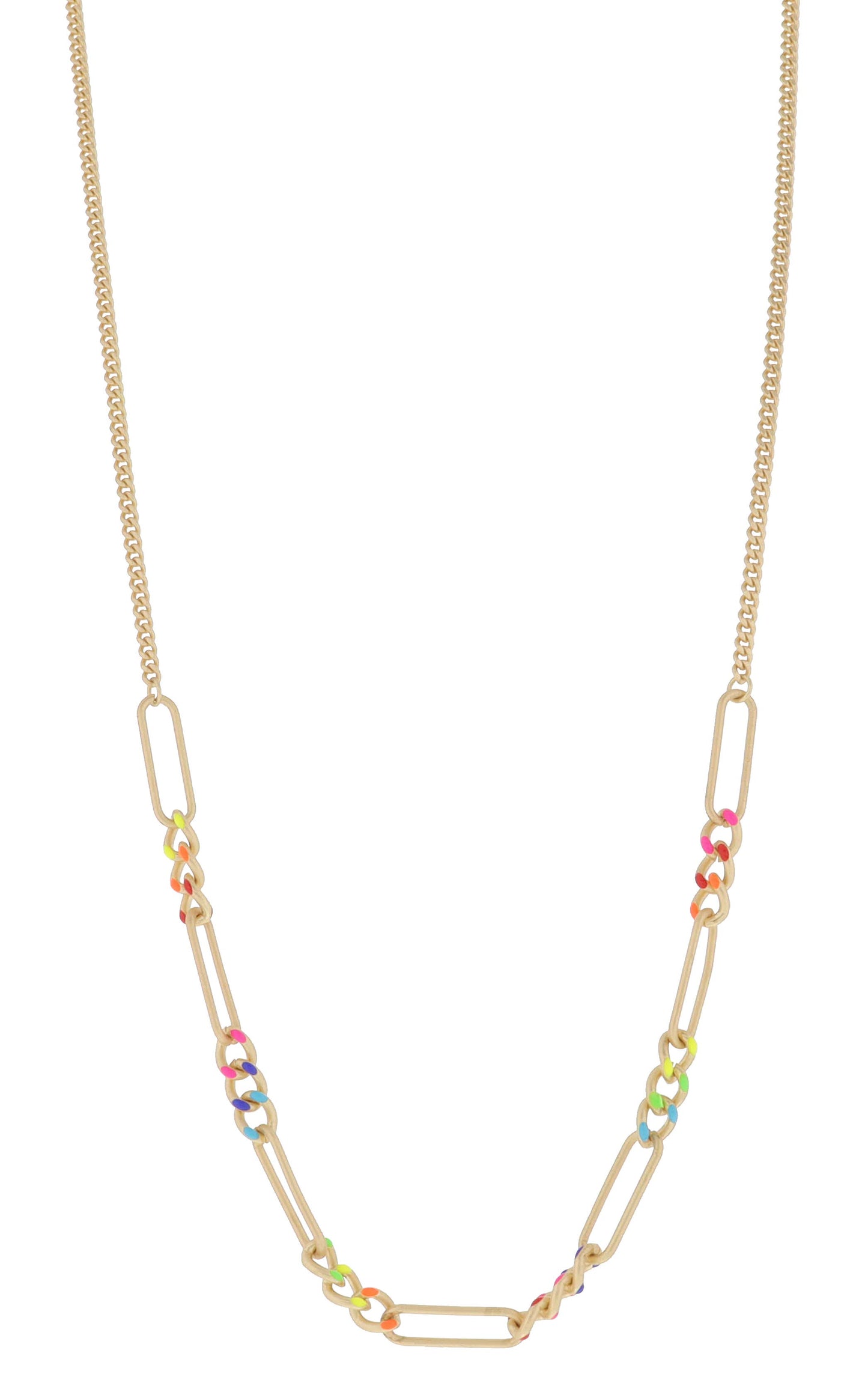 Classic Curb Chain with Gold Paperclip Links Necklace