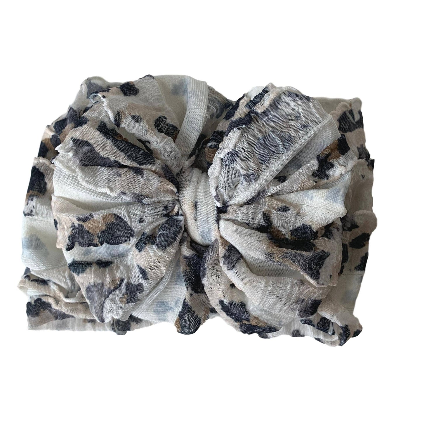Leopard- White Ruffled Headband