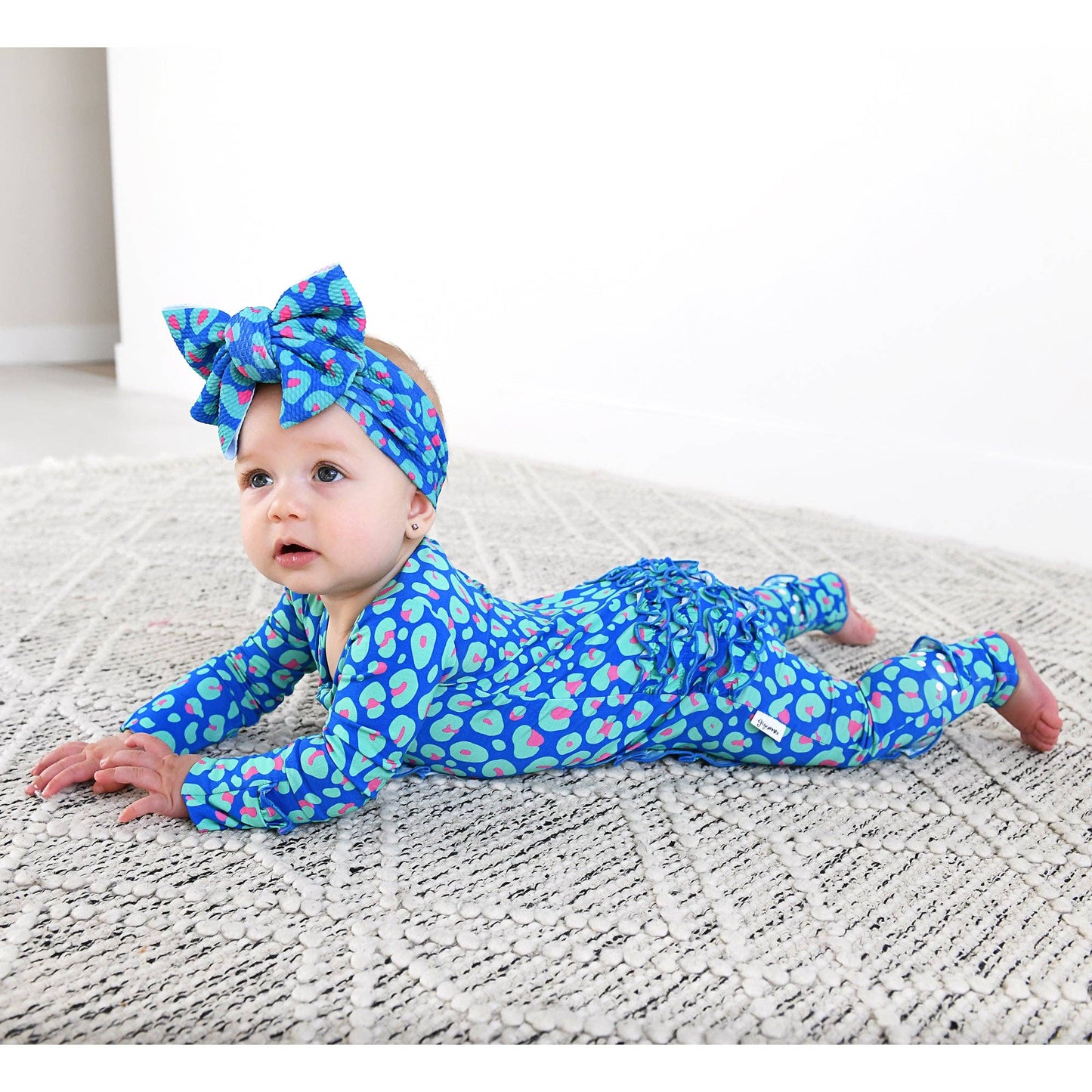 Miley Leopard Ruffle Zip Bamboo Baby Sleepies