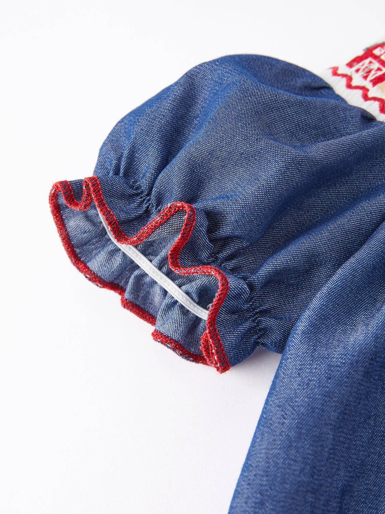 Girls Farm Smocking Embroidered Blue Dress: 12M