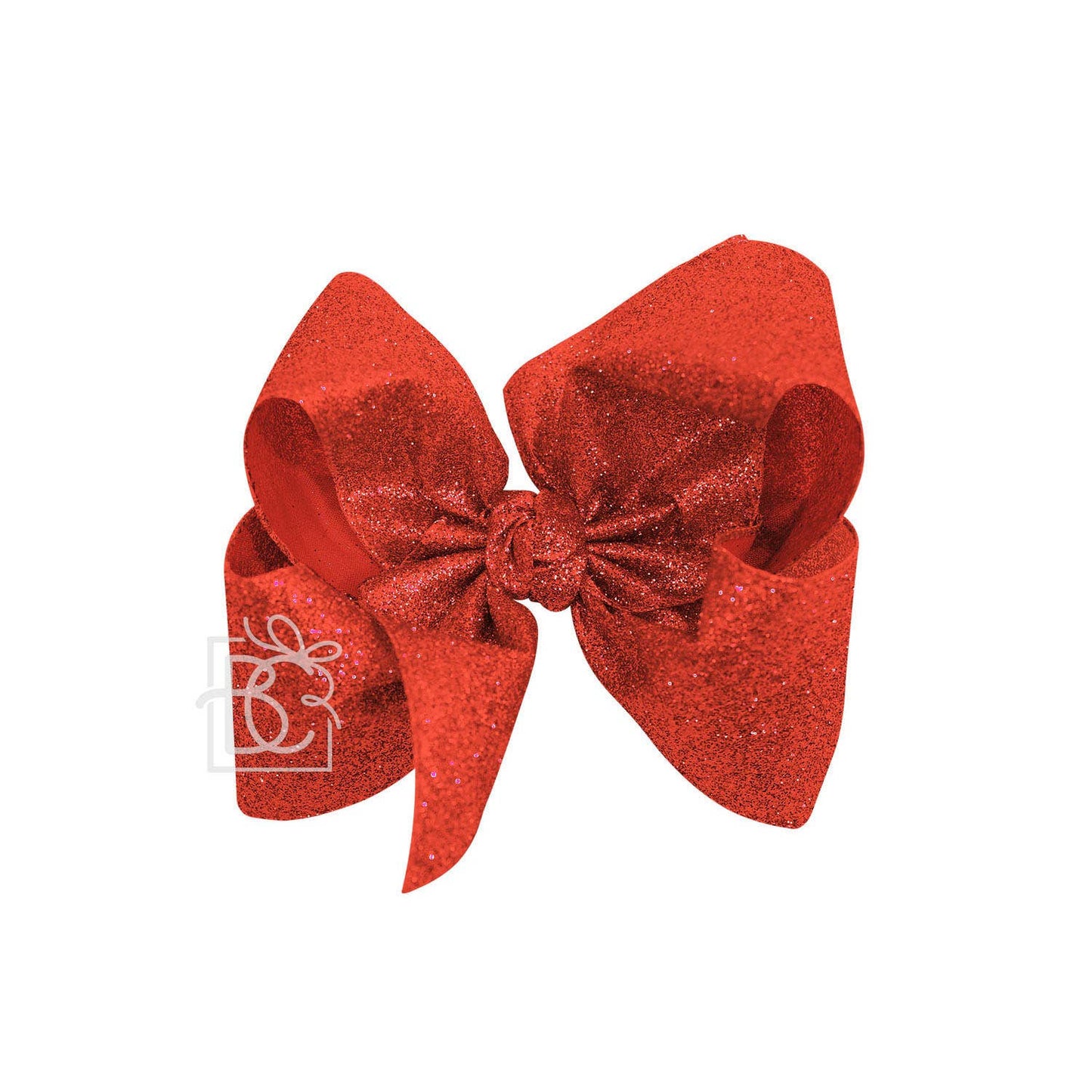 GLITTER METALLIC BOW ON CLIP: 6.5" Jumbo - 2.5" Ribbon on Lg. Alligator Clip / ROYAL BLUE