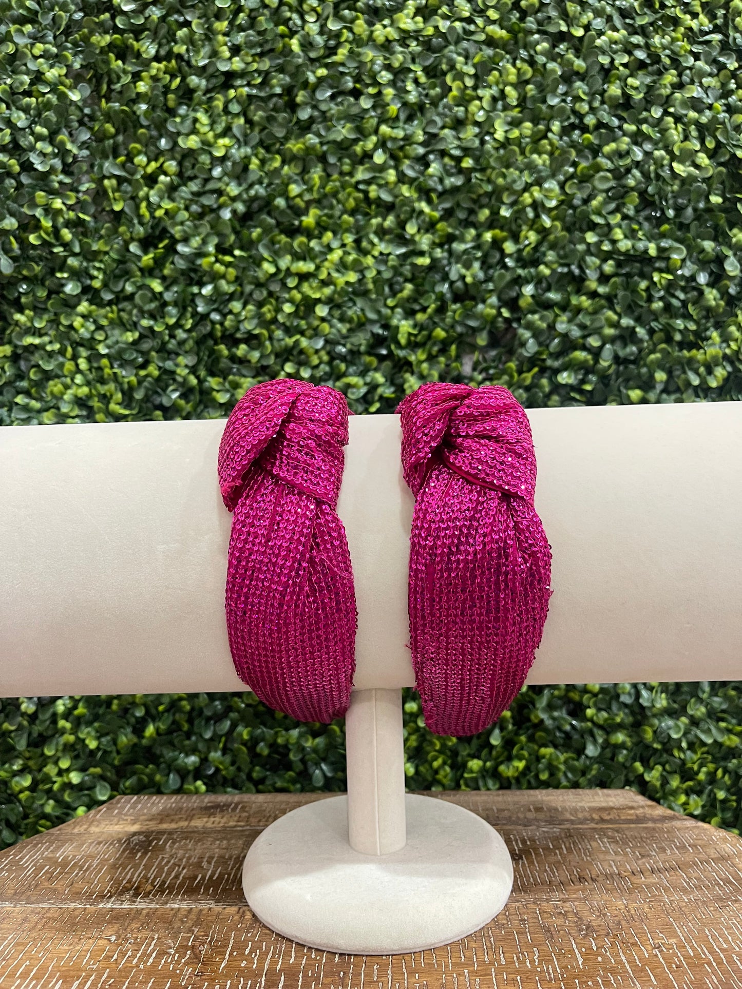 Fuschia Sequin Knot Headband