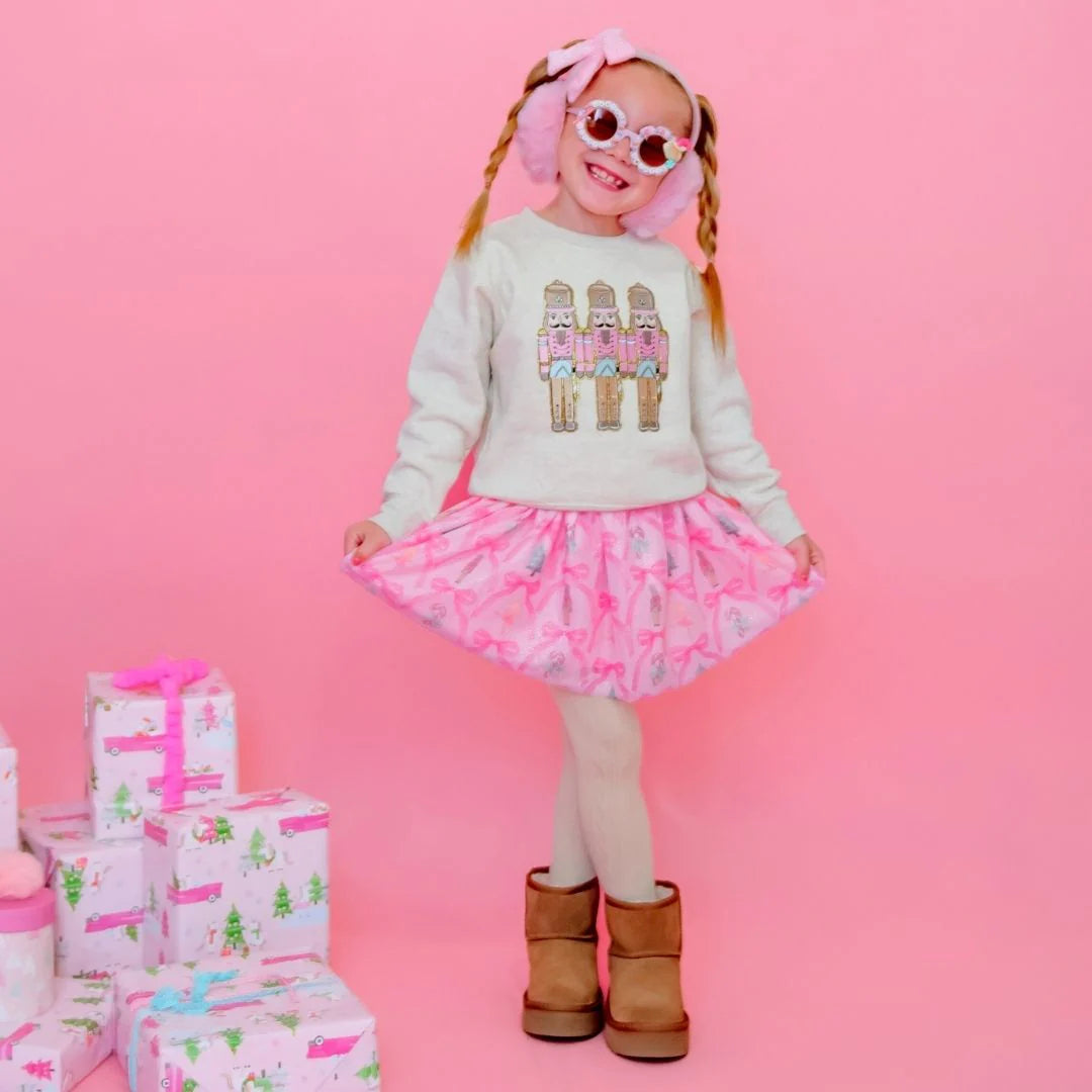 Pastel Nutcracker Patch Christmas Sweatshirt