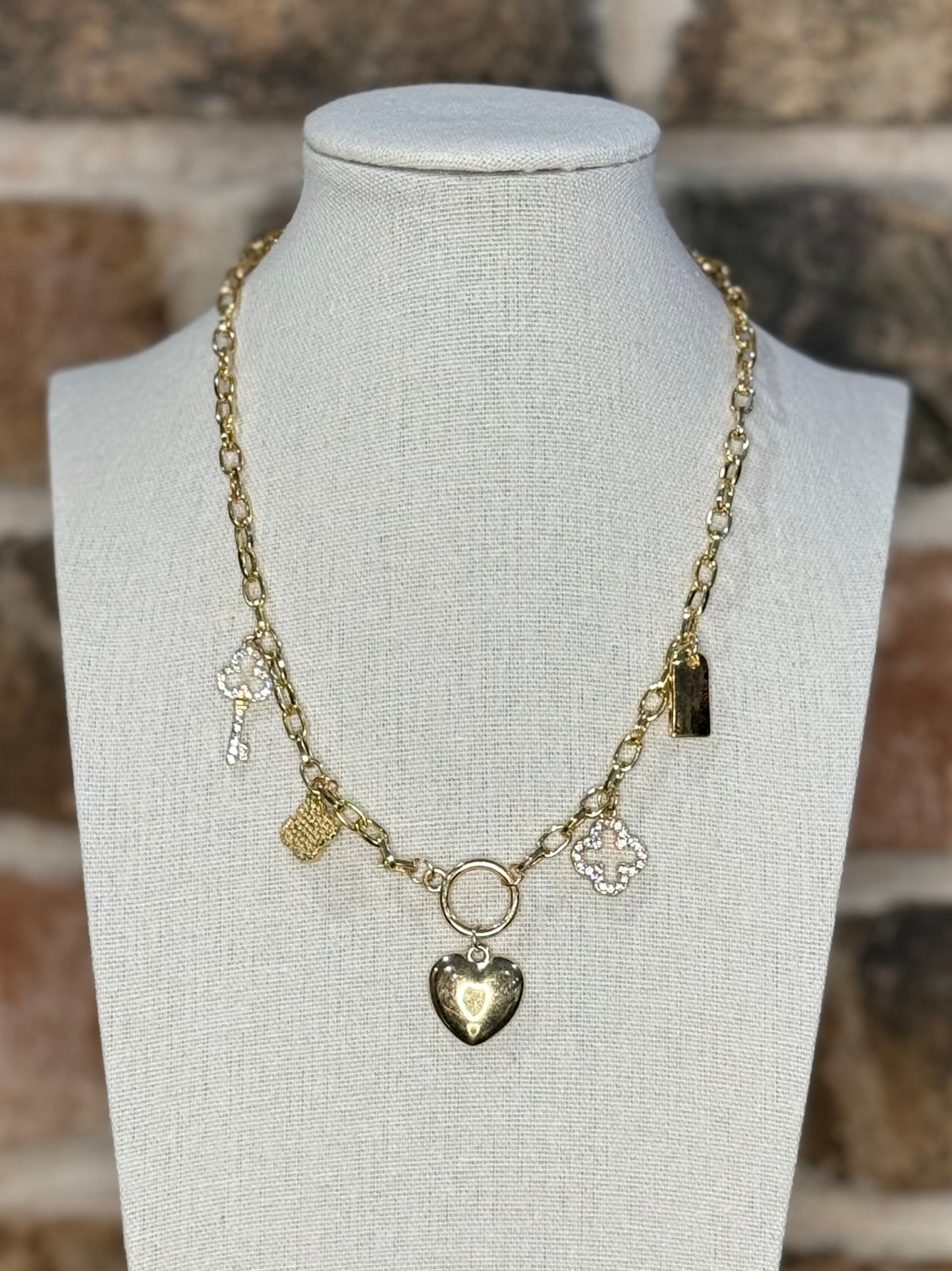 5 Charm Gold Necklace