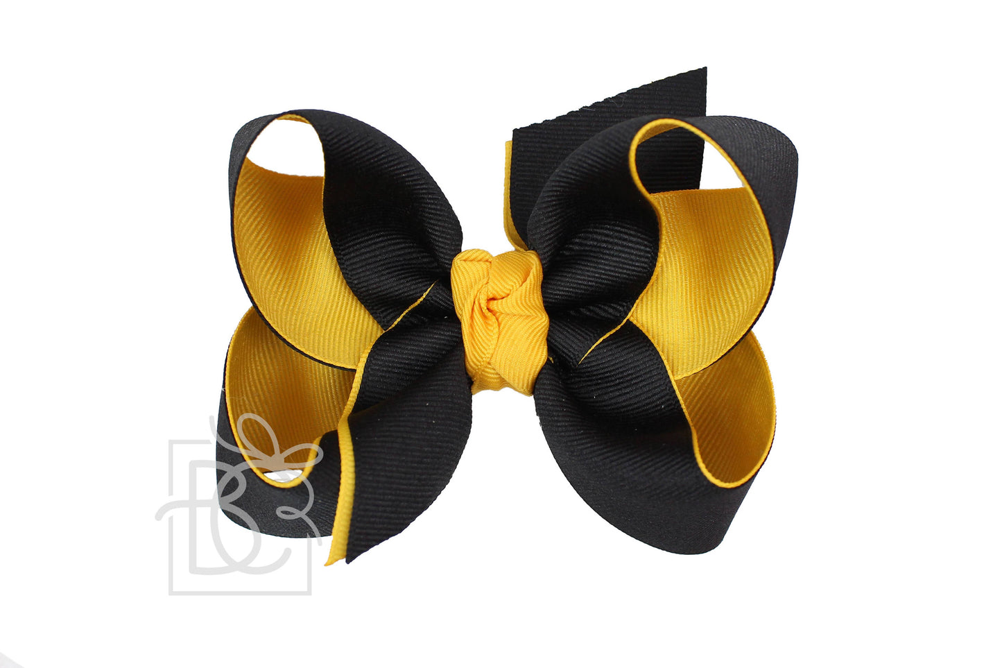 Layered Grosgrain Bow (Yellow Gold & Black): 5.5" Huge