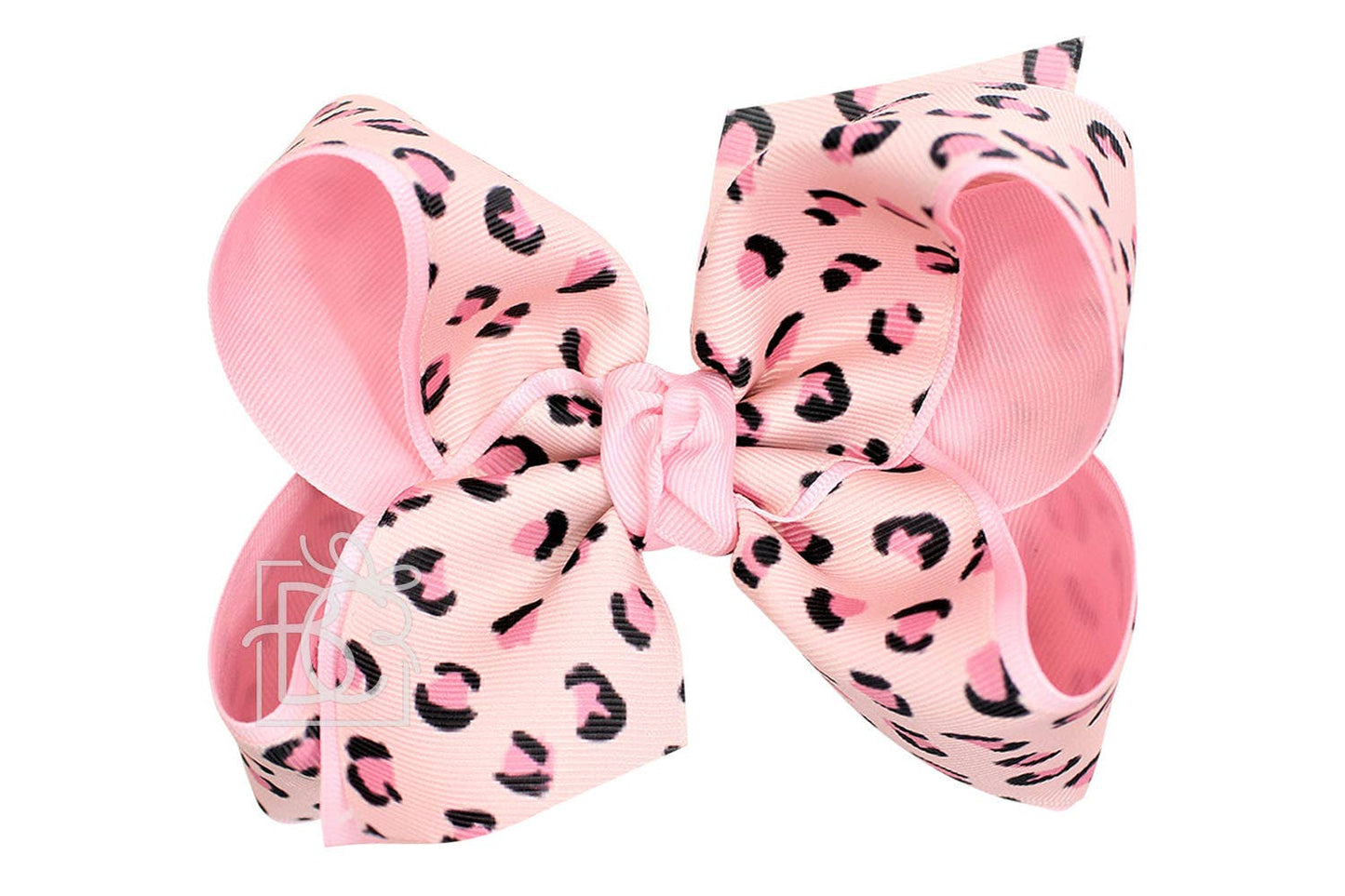 LAYERED LEOPARD BOW ON CLIP: 6.5" Jumbo - 2.25" & 2" Ribbons on Lg. Alligator Clip / BLACK/MULTI LEOPARD