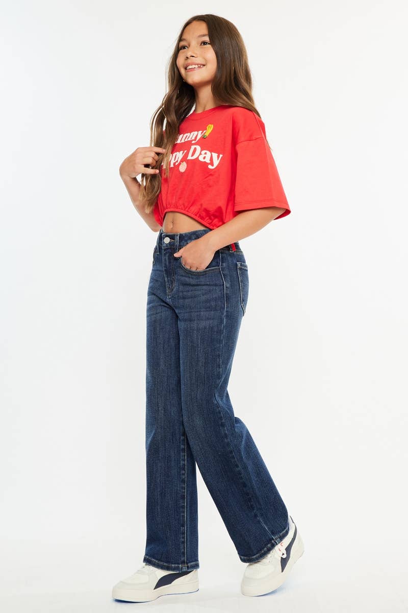 KanCan High Rise Wide Leg Jeans | Dark Wash