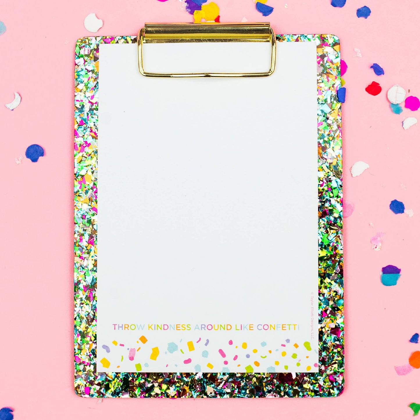 Mini Acrylic Clipboard & Notepad Set | Colorful Confetti
