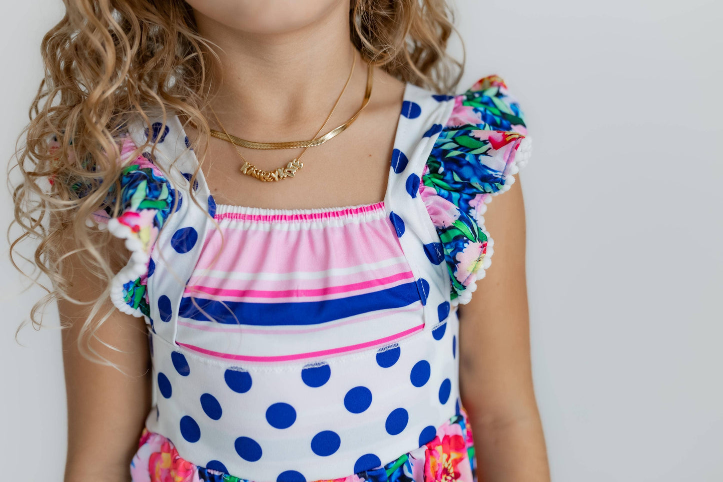 Floral & Polka Dot Ruffle Shorts Set