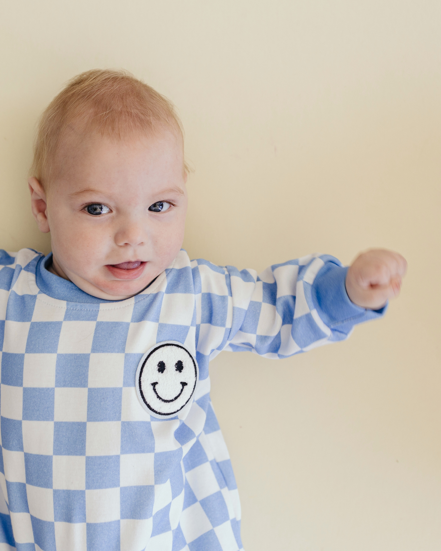 Checkered Smiley Bubble Romper