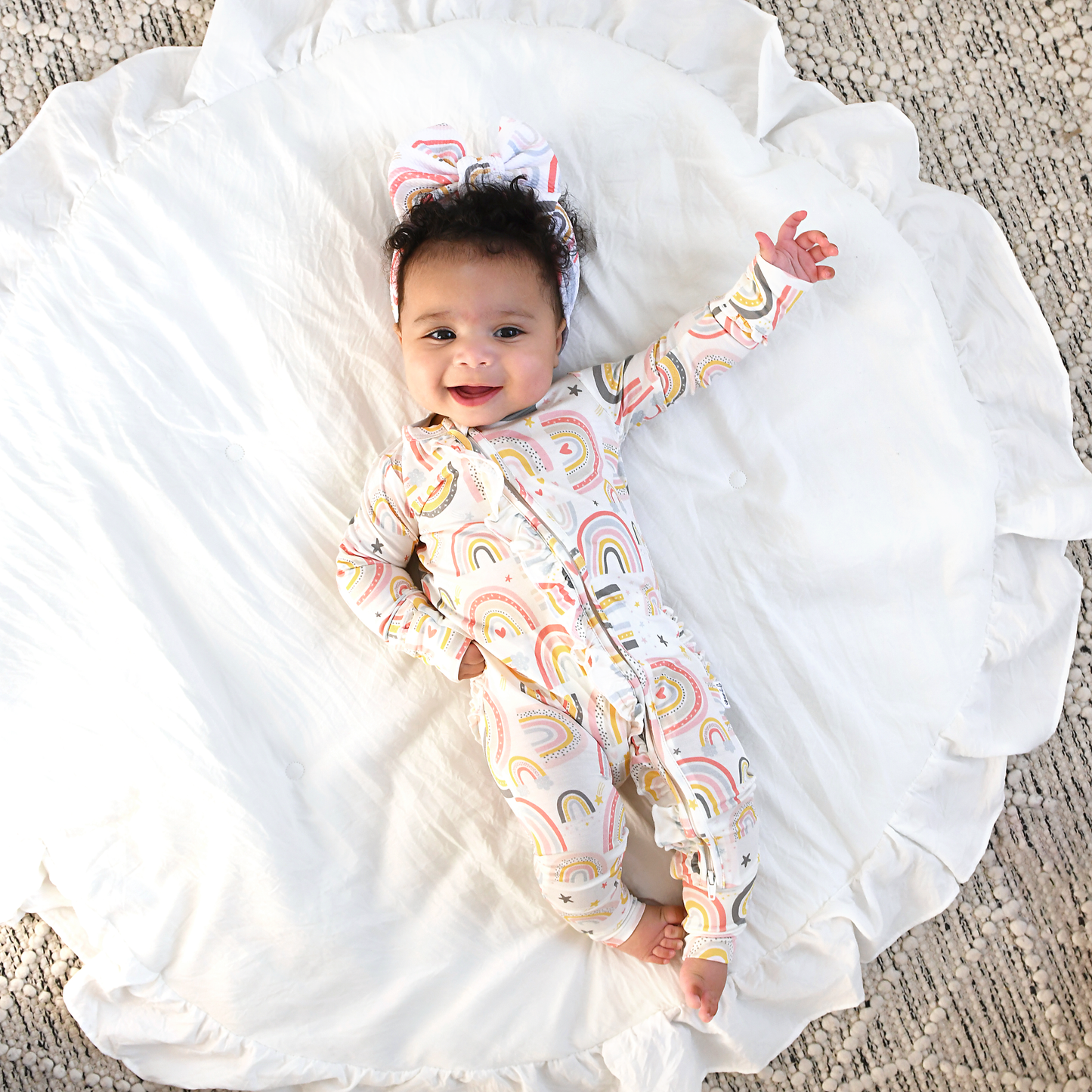 Millie Ruffle Zip Bamboo Rainbow Sleepies