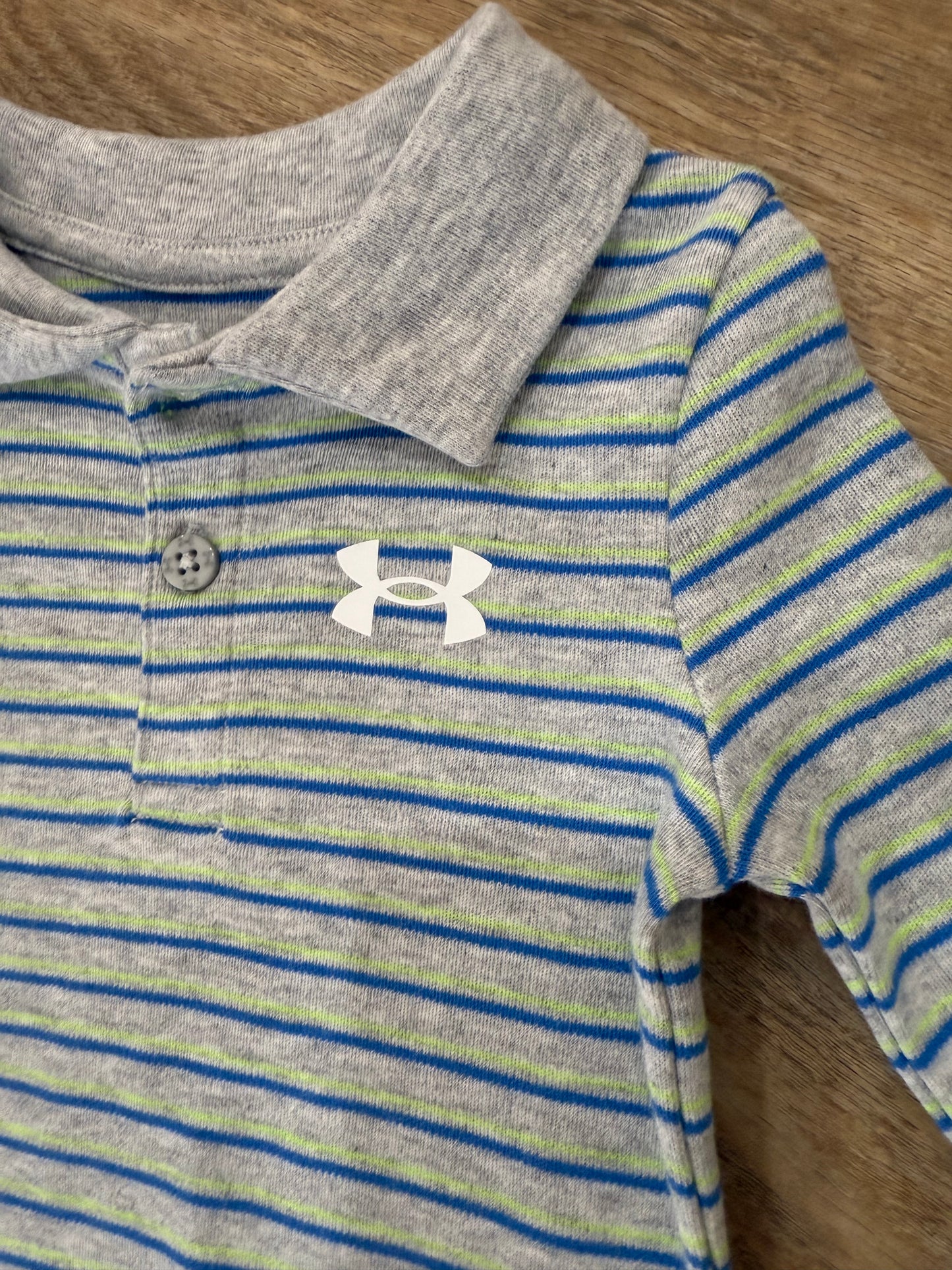 UA Stripe Polo Coverall| Mod Grey | 0-12m