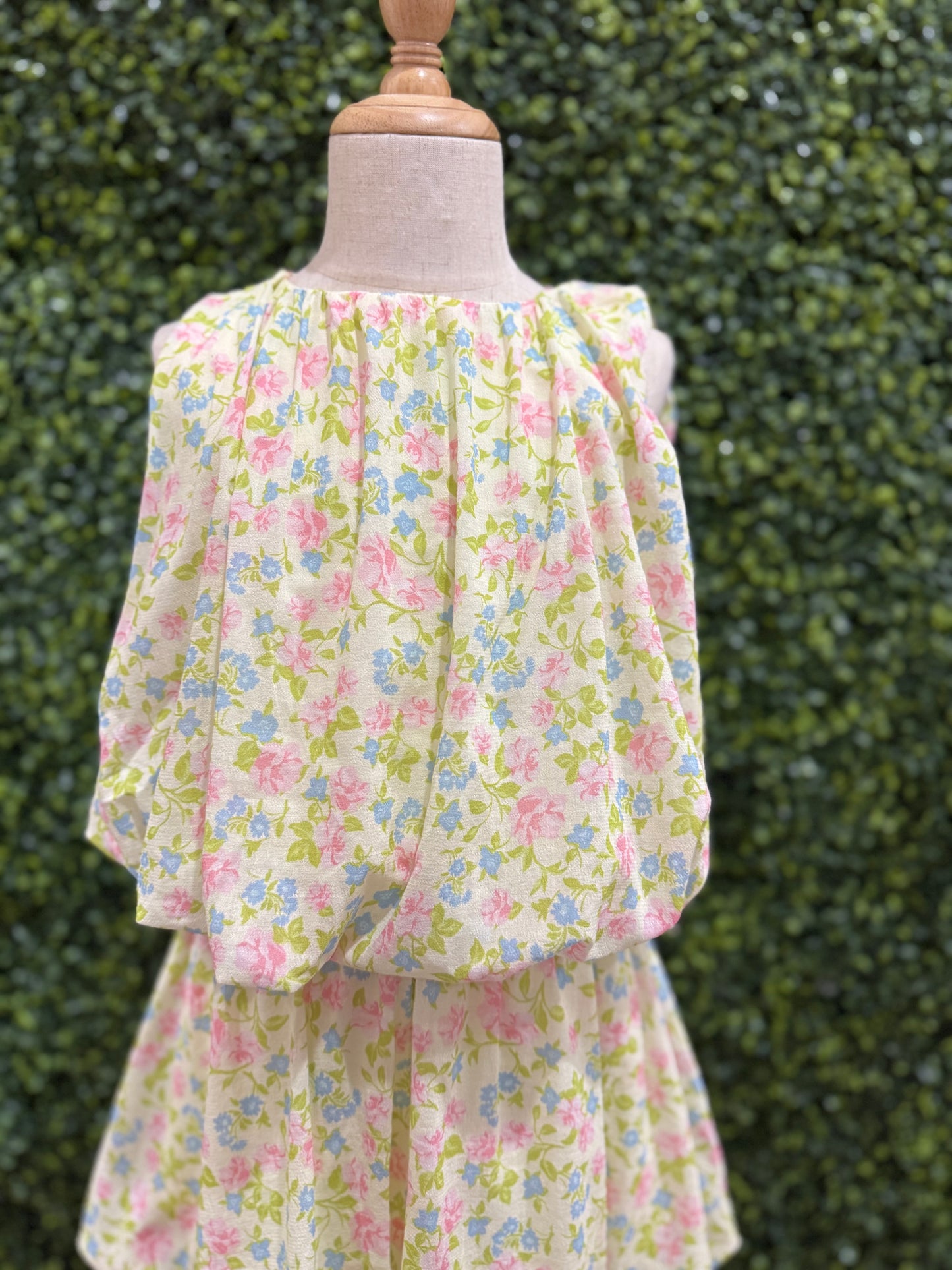 Gauze Grecian Bubble Top | Yellow Roses