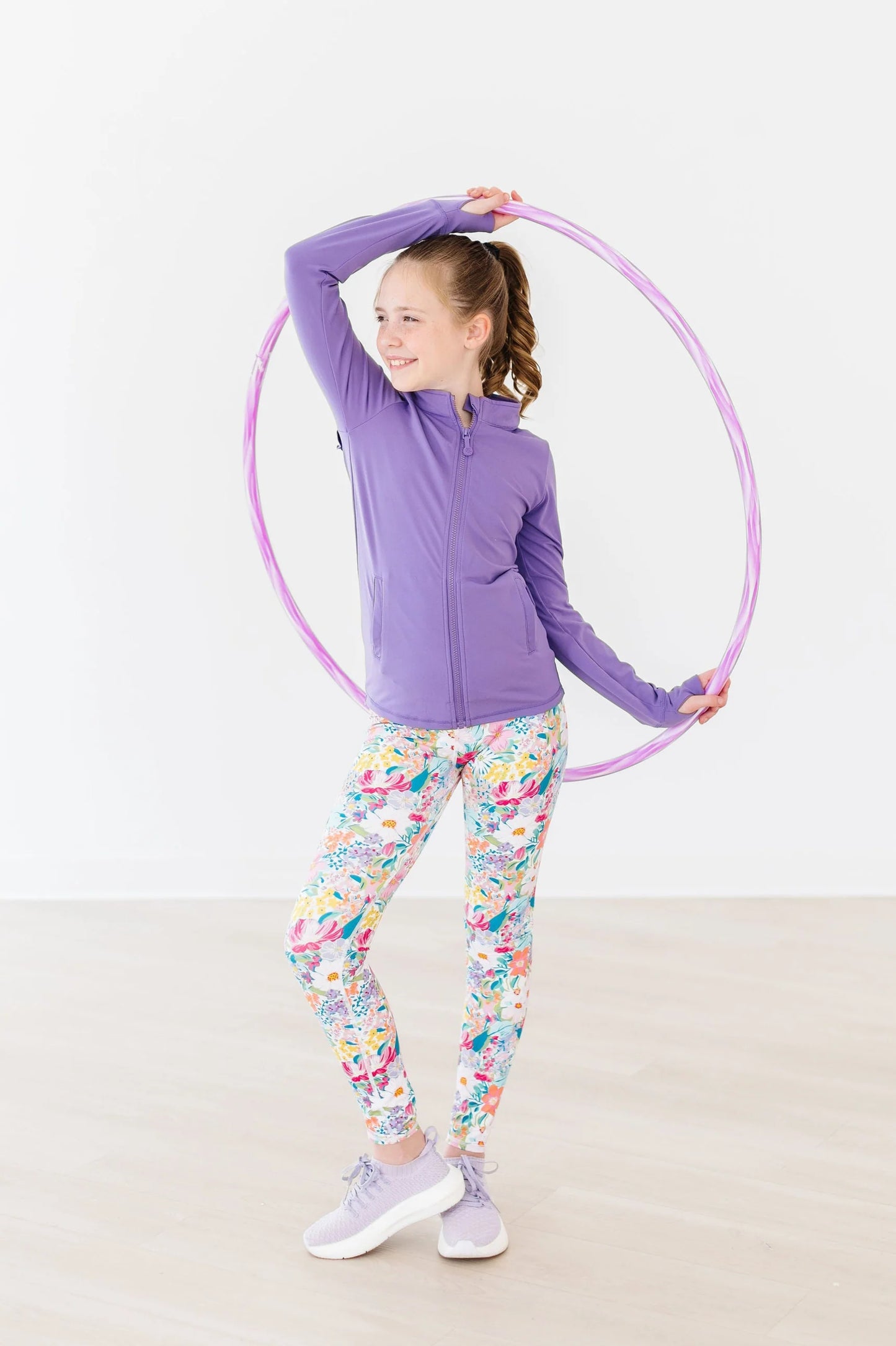 Playful Purple Full Zip Ruffle Active Jacket
