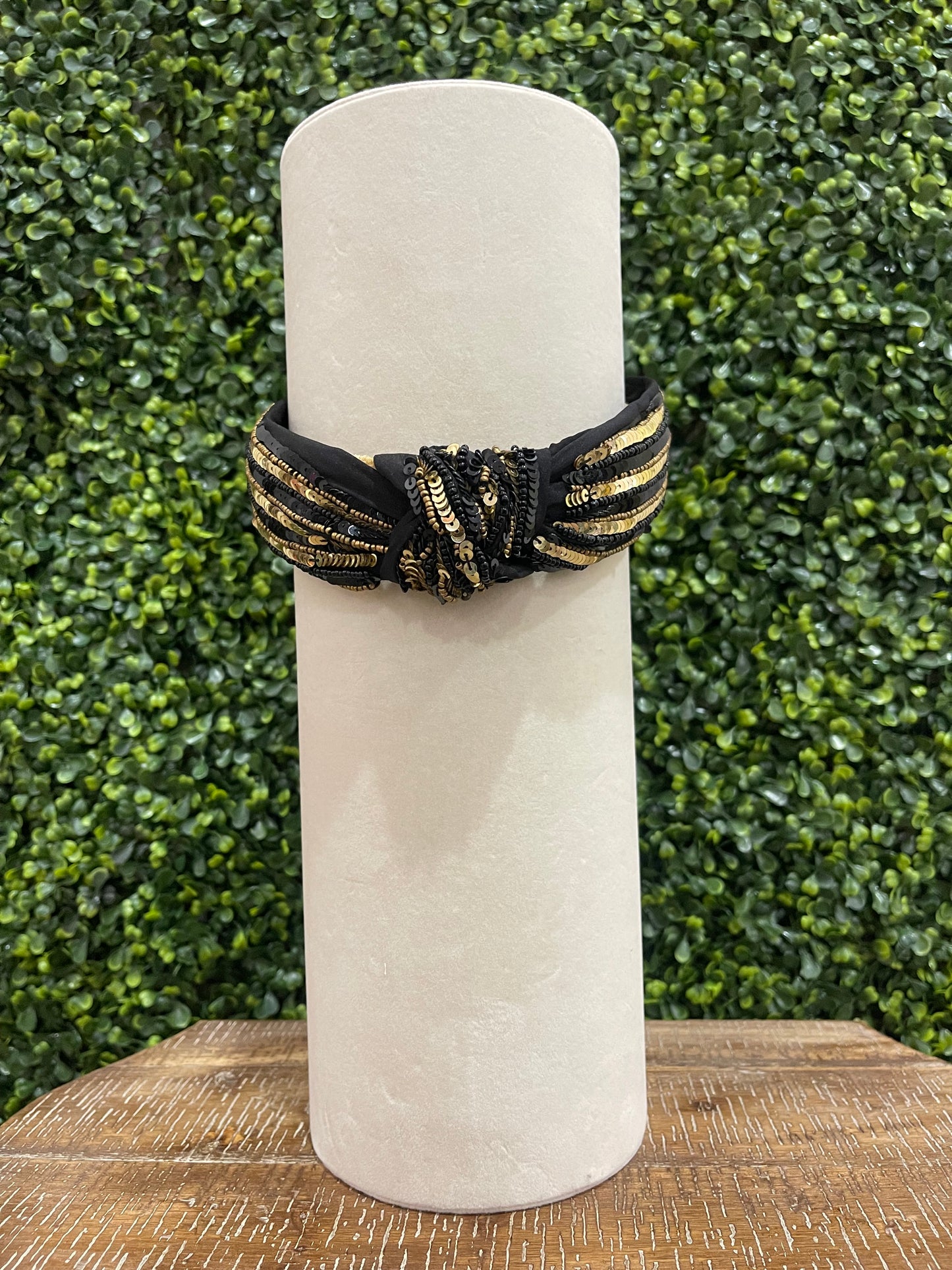 Black & Gold Sequin Headband
