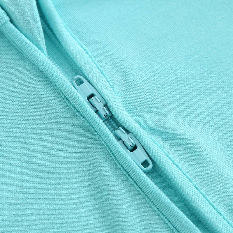 Turquoise Zippered Romper NICU Friendly