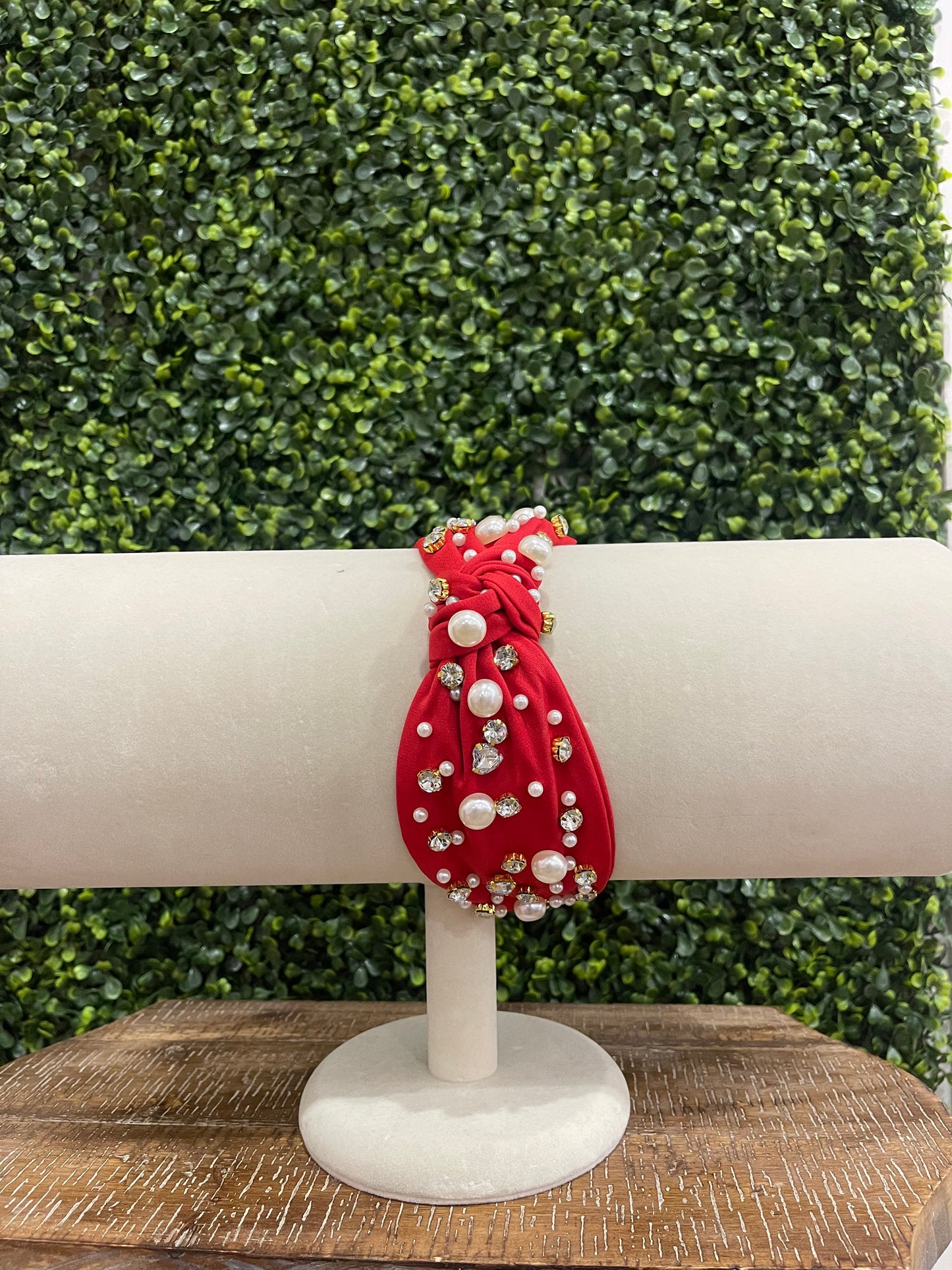 Red Embellished Pearl Headband