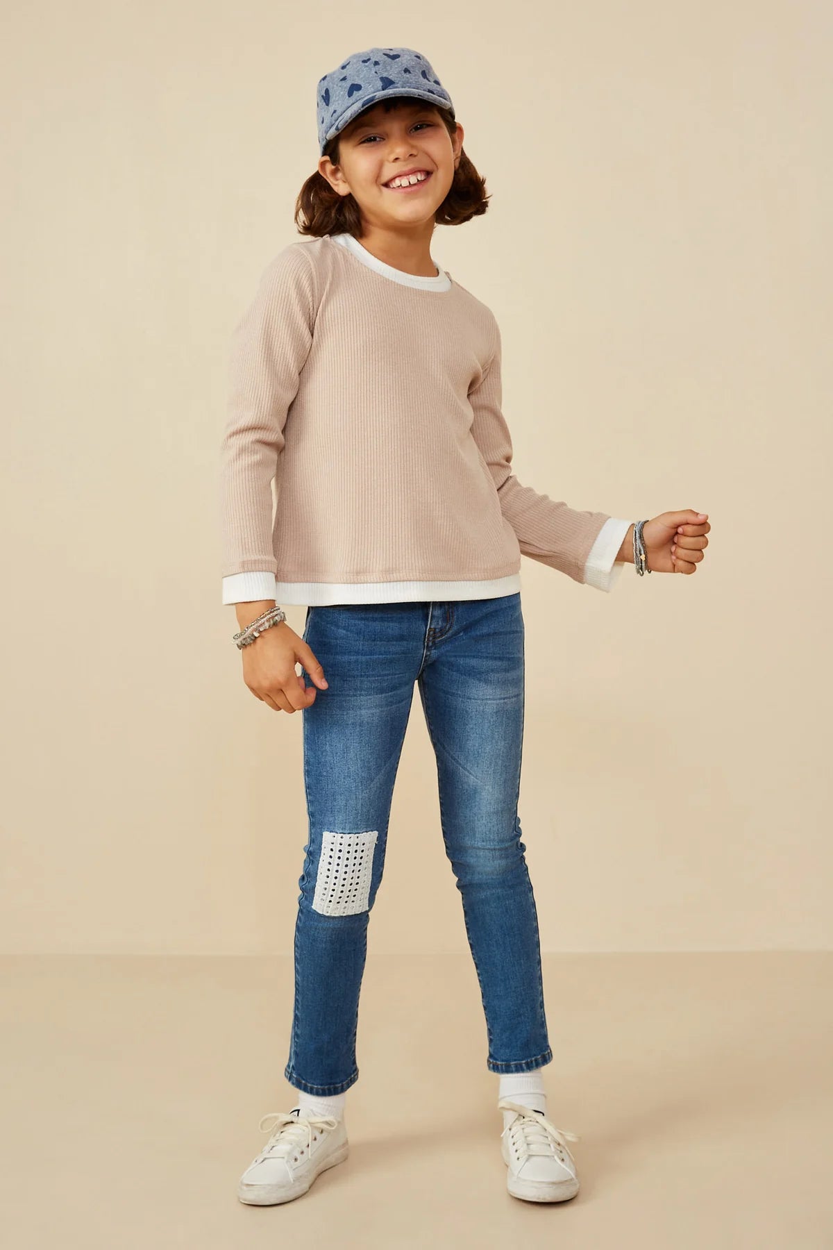 Layered Look Ribbed Knit Top | Taupe