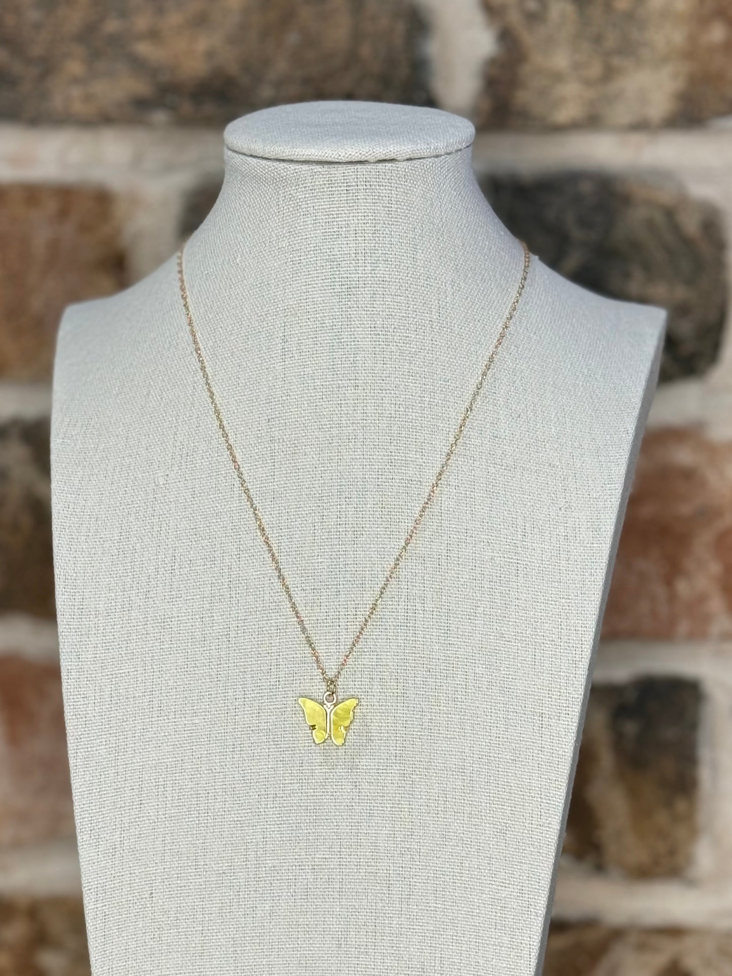 Yellow Butterfly Charm Necklace