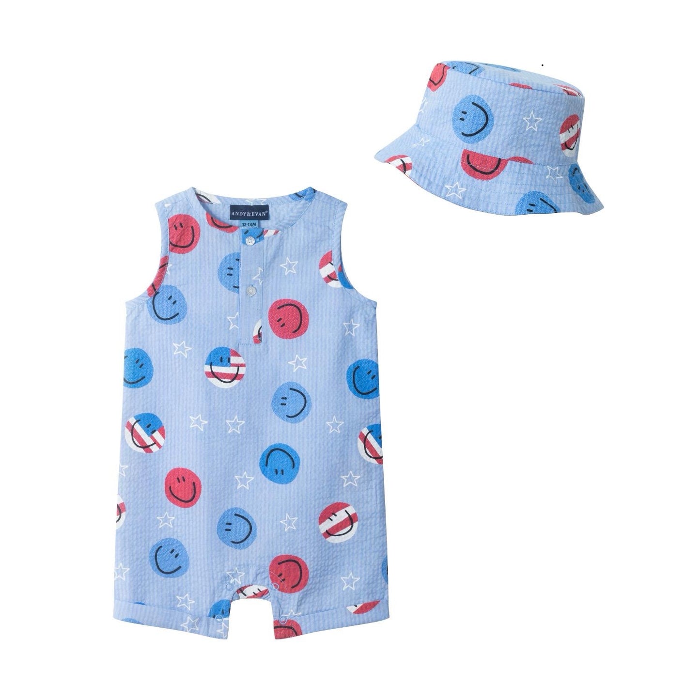 4th of July Sleeveless Romper + Hat