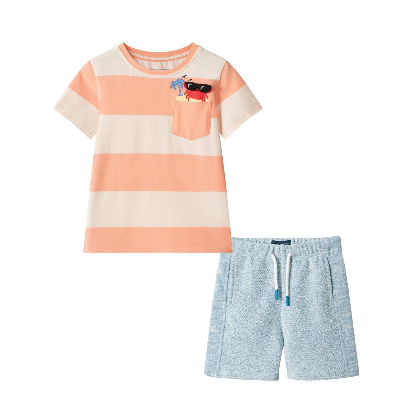 Orange Stripe Tee + Shorts Set