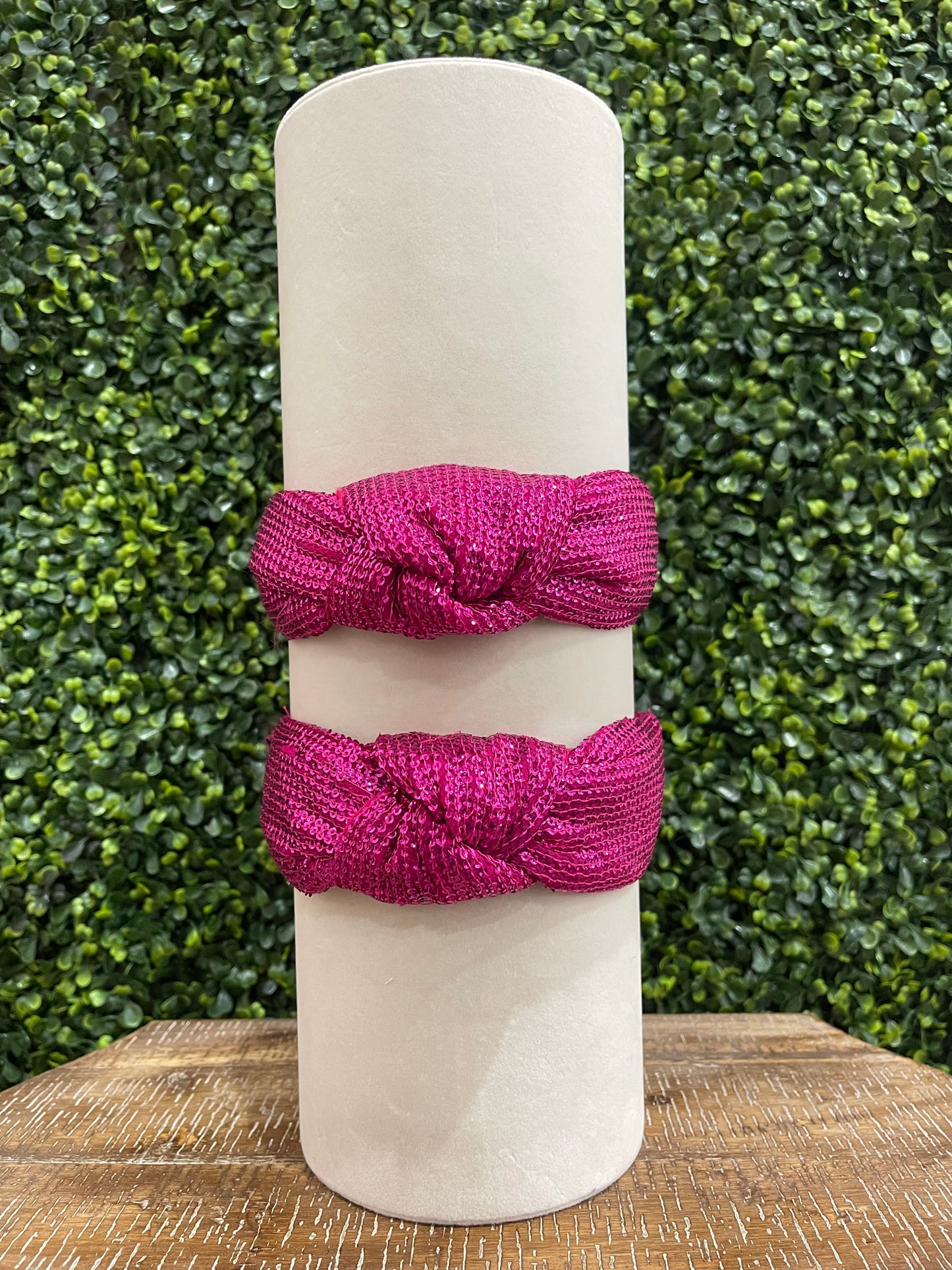 Fuschia Sequin Knot Headband