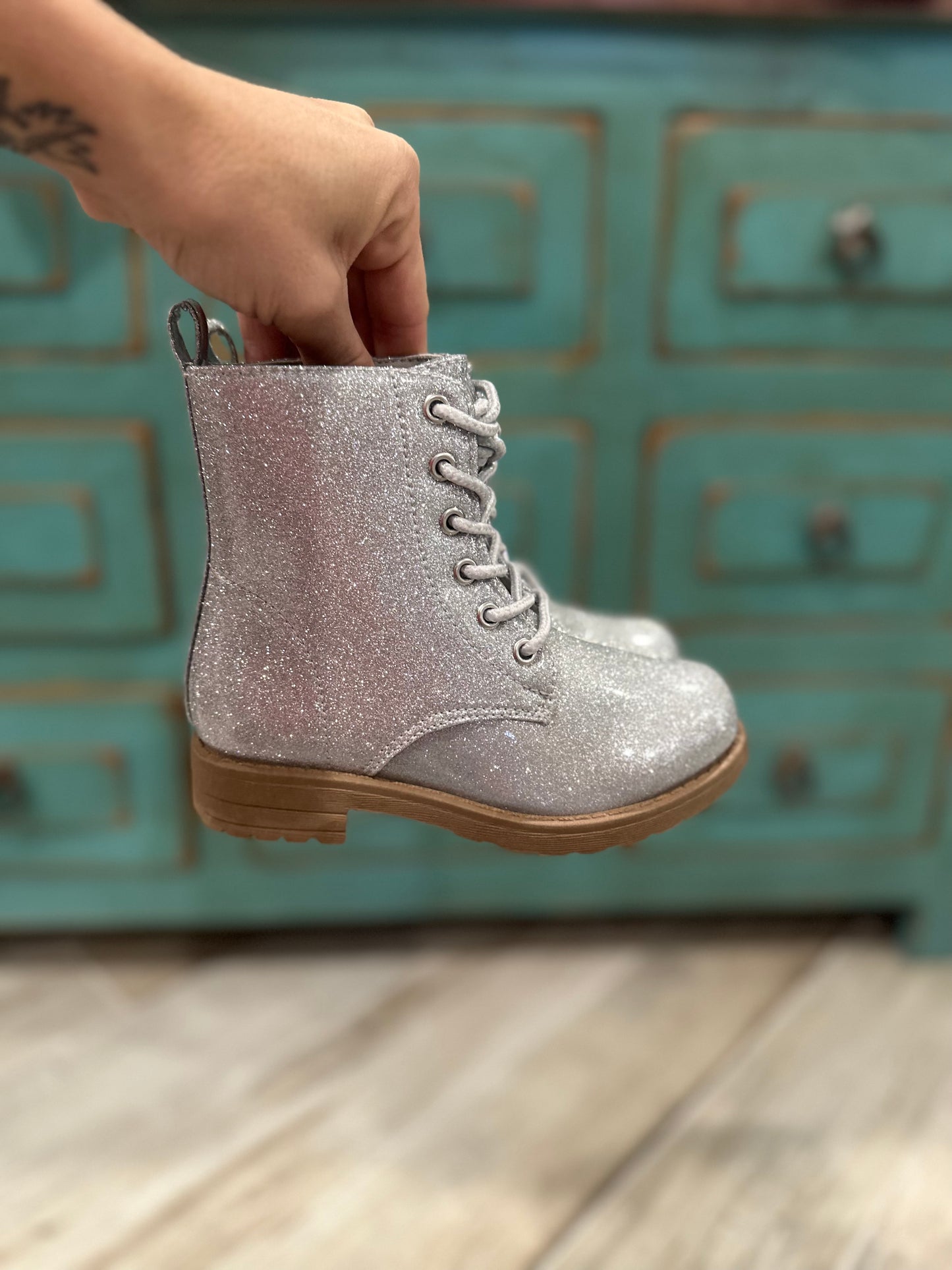 Silver Glitter Boots