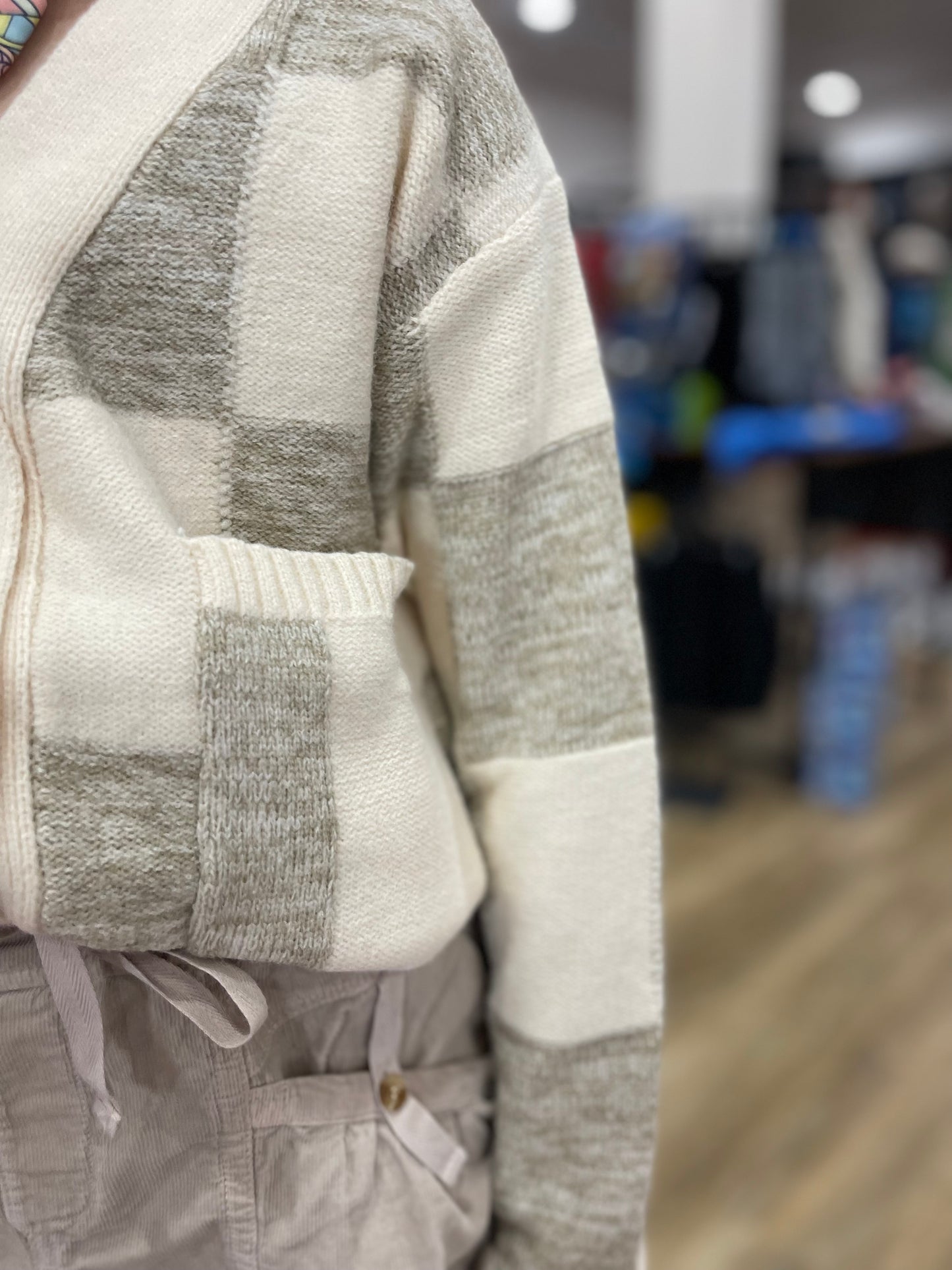 Checkered Pocket Cardigan