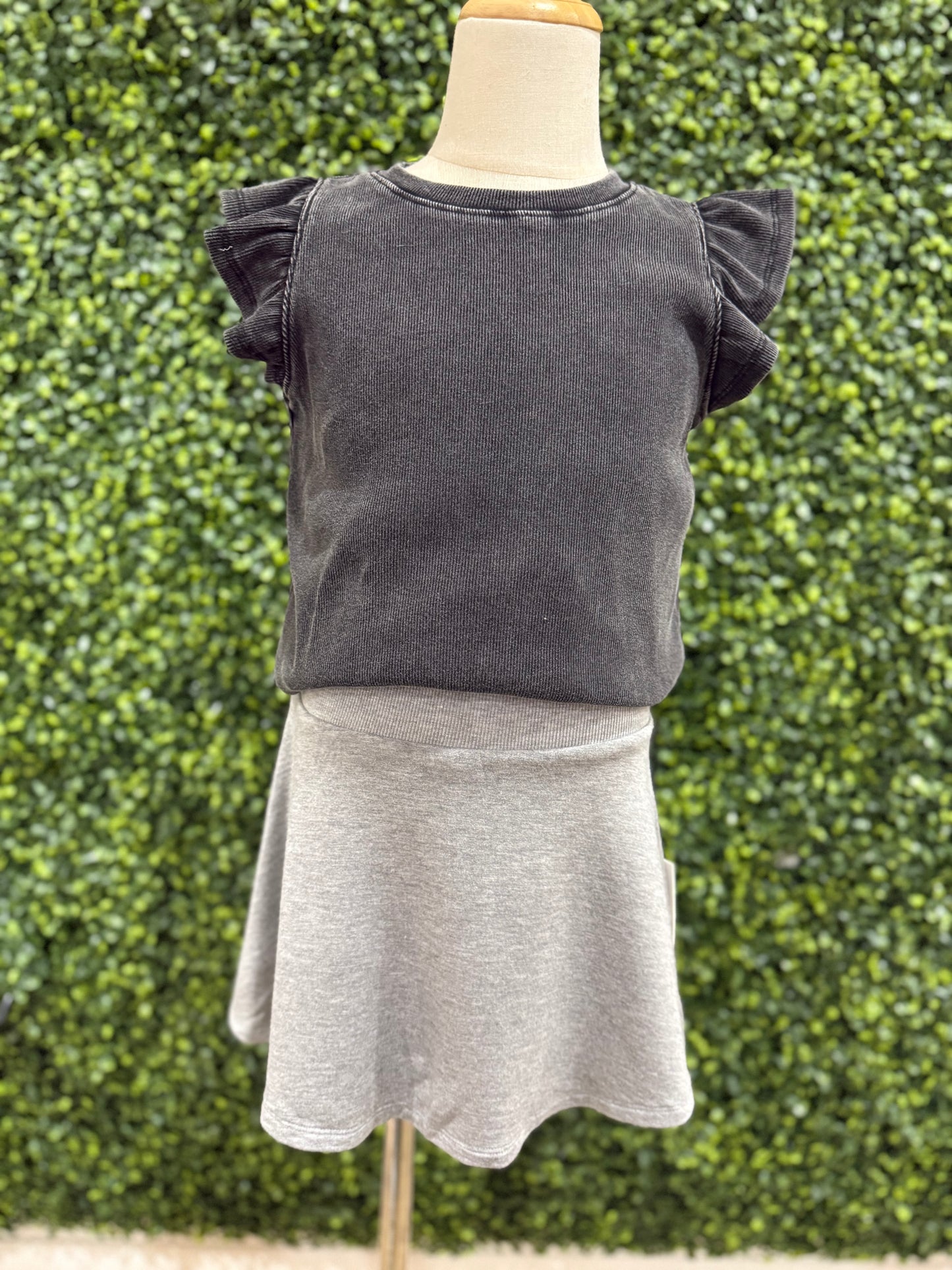 Washed Ribbed Flutter Sleeve Knit Tank